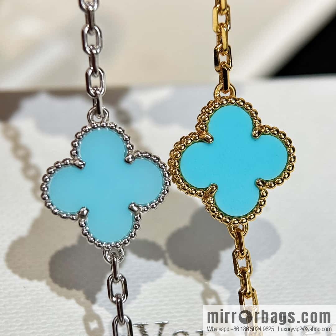 ❗️CNC version ❗️ ☀️ Van Cleef & Arpels diamond turquoise four-leaf clover five-flower bracelet ☀