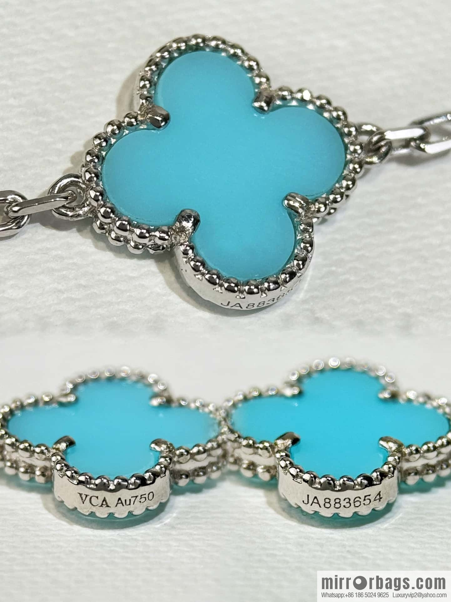 ❗️CNC version ❗️ ☀️ Van Cleef & Arpels diamond turquoise four-leaf clover five-flower bracelet ☀