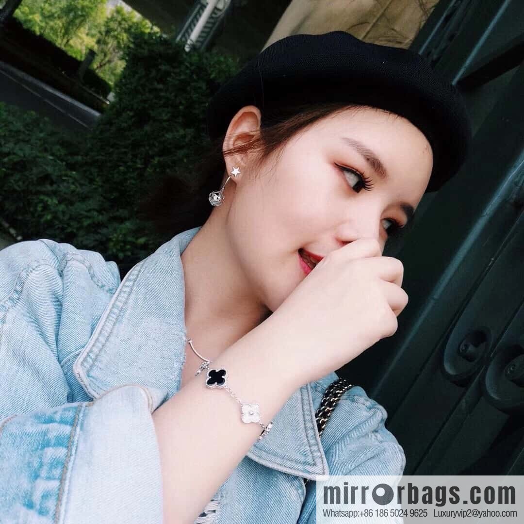 ❗️CNC version ❗️ ☀️ Van Cleef & Arpels diamond black agate four-leaf clover five-flower bracelet ☀