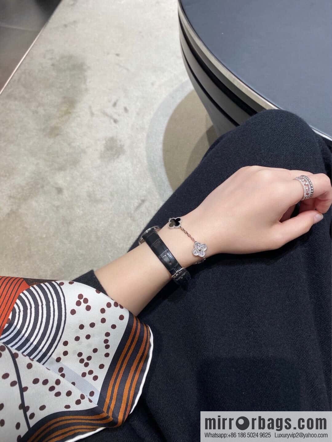 ❗️CNC version ❗️ ☀️ Van Cleef & Arpels diamond black agate four-leaf clover five-flower bracelet ☀