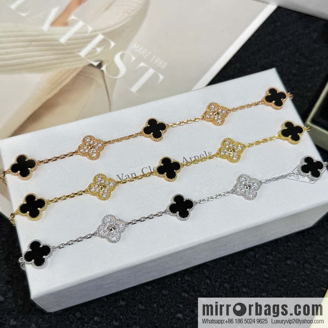❗️CNC version ❗️ ☀️ Van Cleef & Arpels diamond black agate four-leaf clover five-flower bracelet ☀