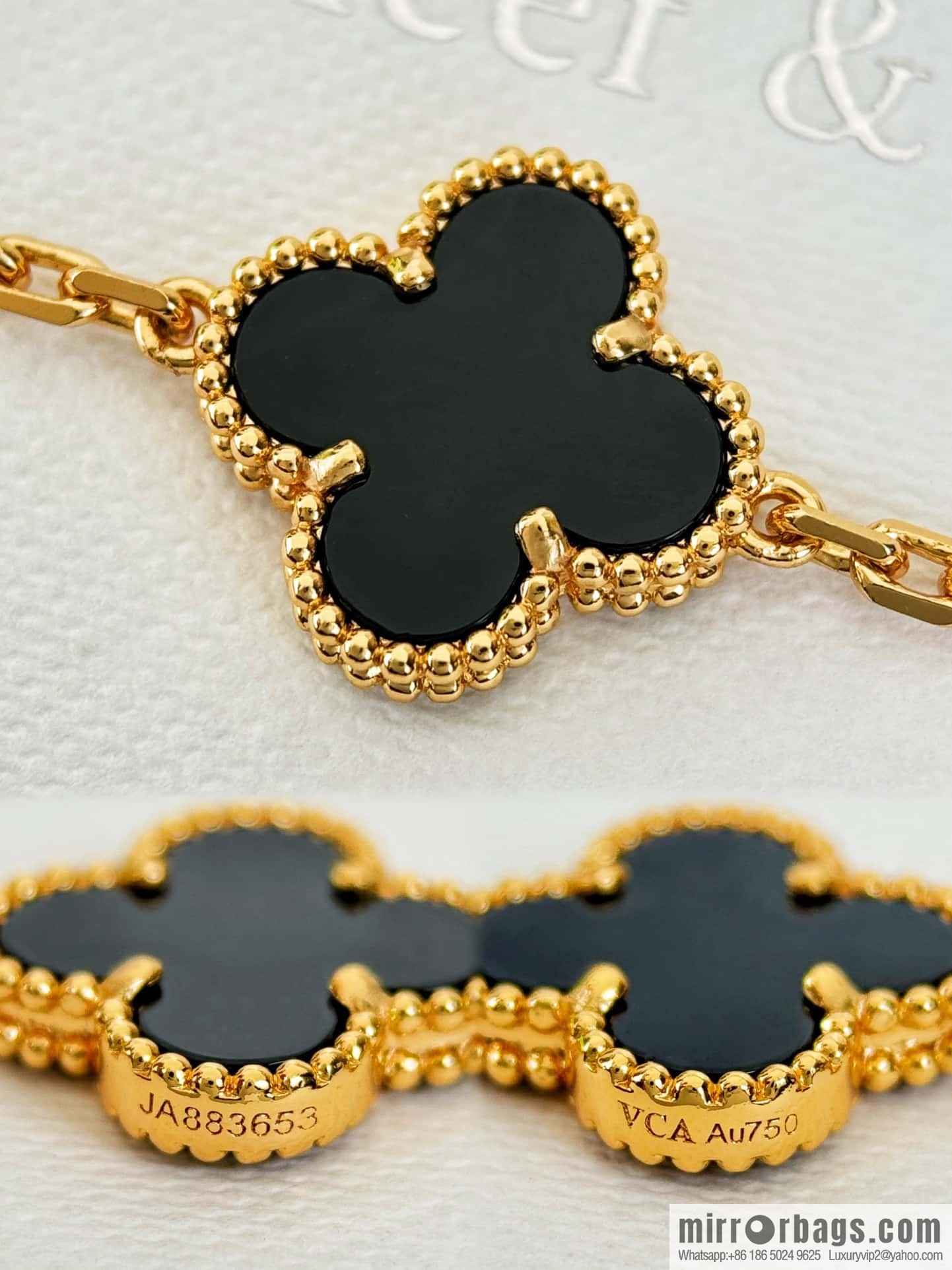 ❗️CNC version ❗️ ☀️ Van Cleef & Arpels diamond black agate four-leaf clover five-flower bracelet ☀