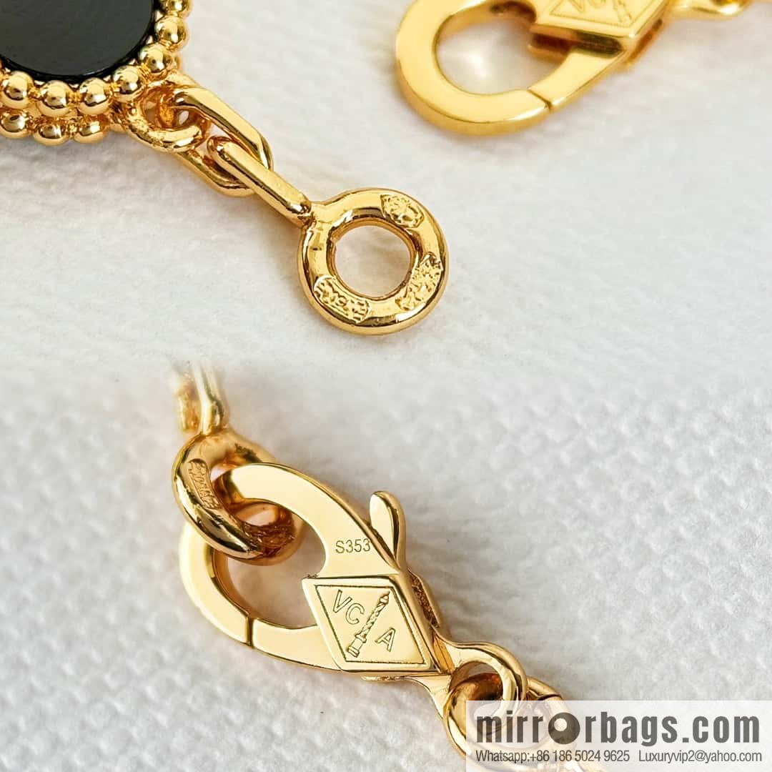 ❗️CNC version ❗️ ☀️ Van Cleef & Arpels diamond black agate four-leaf clover five-flower bracelet ☀