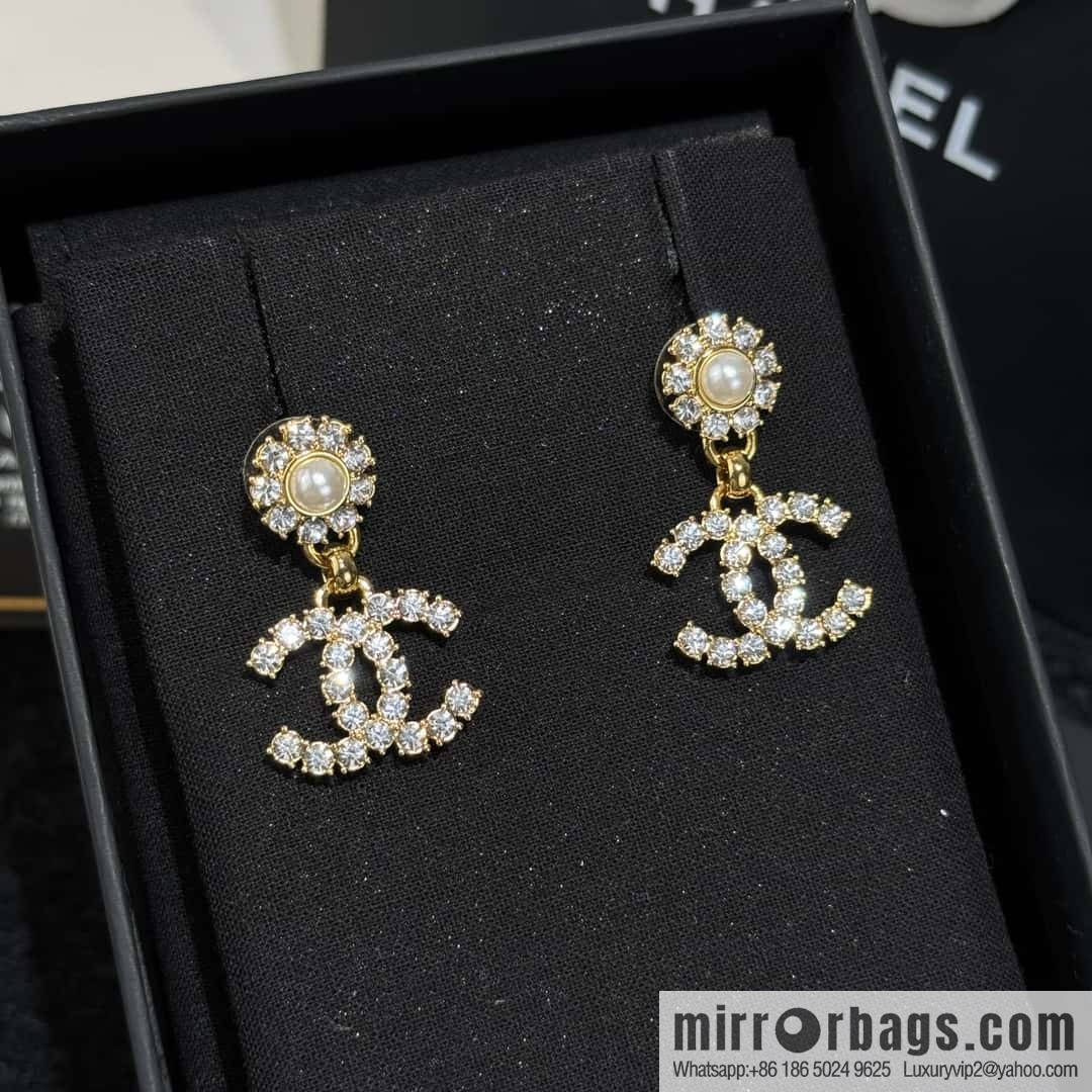 ❗️New ❗️☀️ new ☑️ chanel c2 double c full diamond stud earrings ☀️