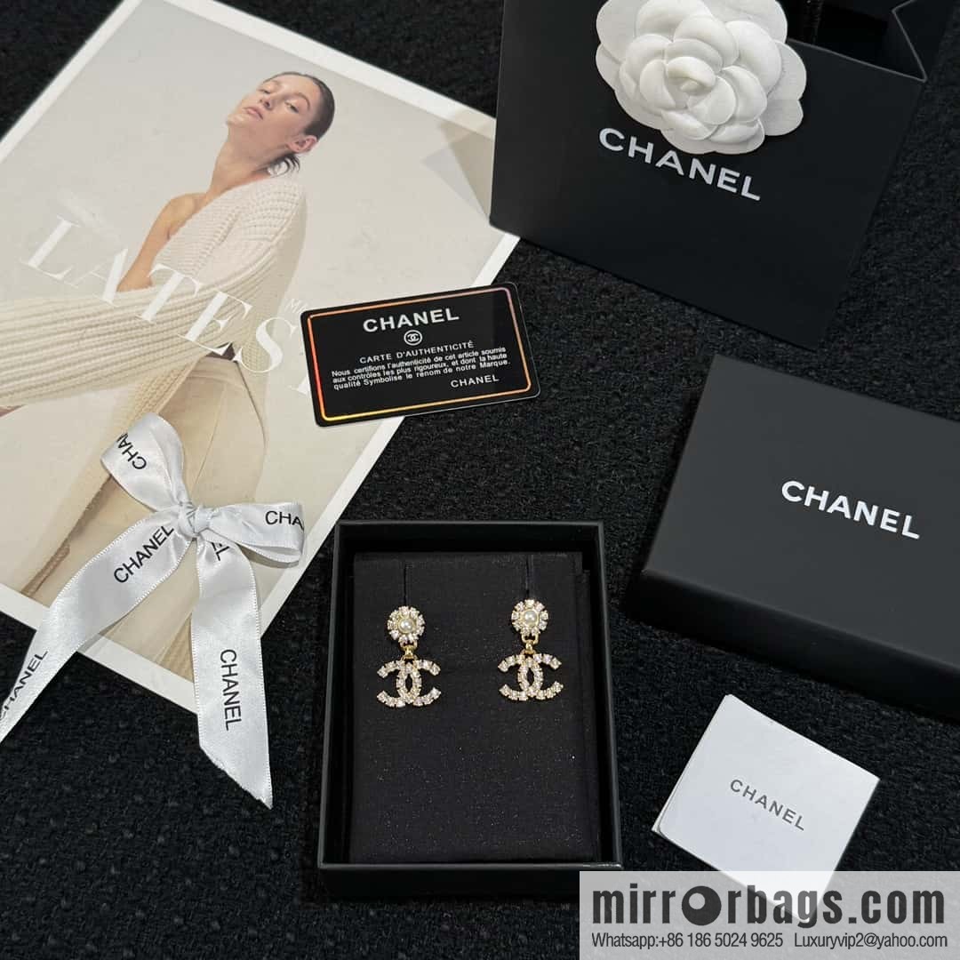 ❗️New ❗️☀️ new ☑️ chanel c2 double c full diamond stud earrings ☀️