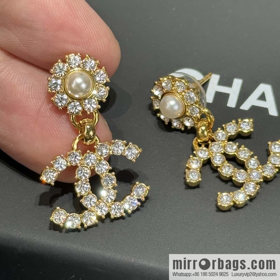 ❗️New ❗️☀️ new ☑️ chanel c2 double c full diamond stud earrings ☀️