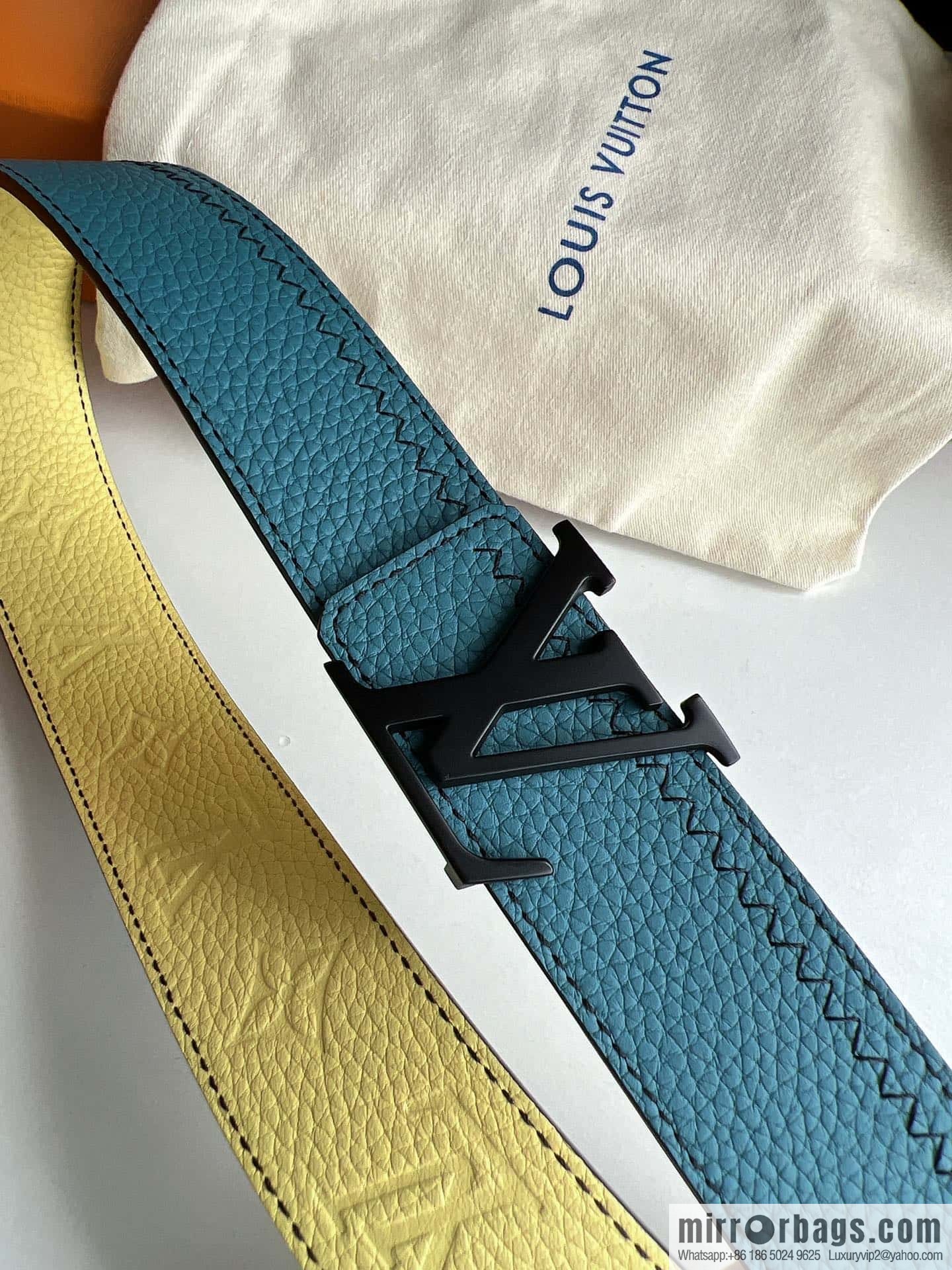 LV/Louis Vuitton Monogram lnitiales Color. Blocks Double Sided Belt 40mm