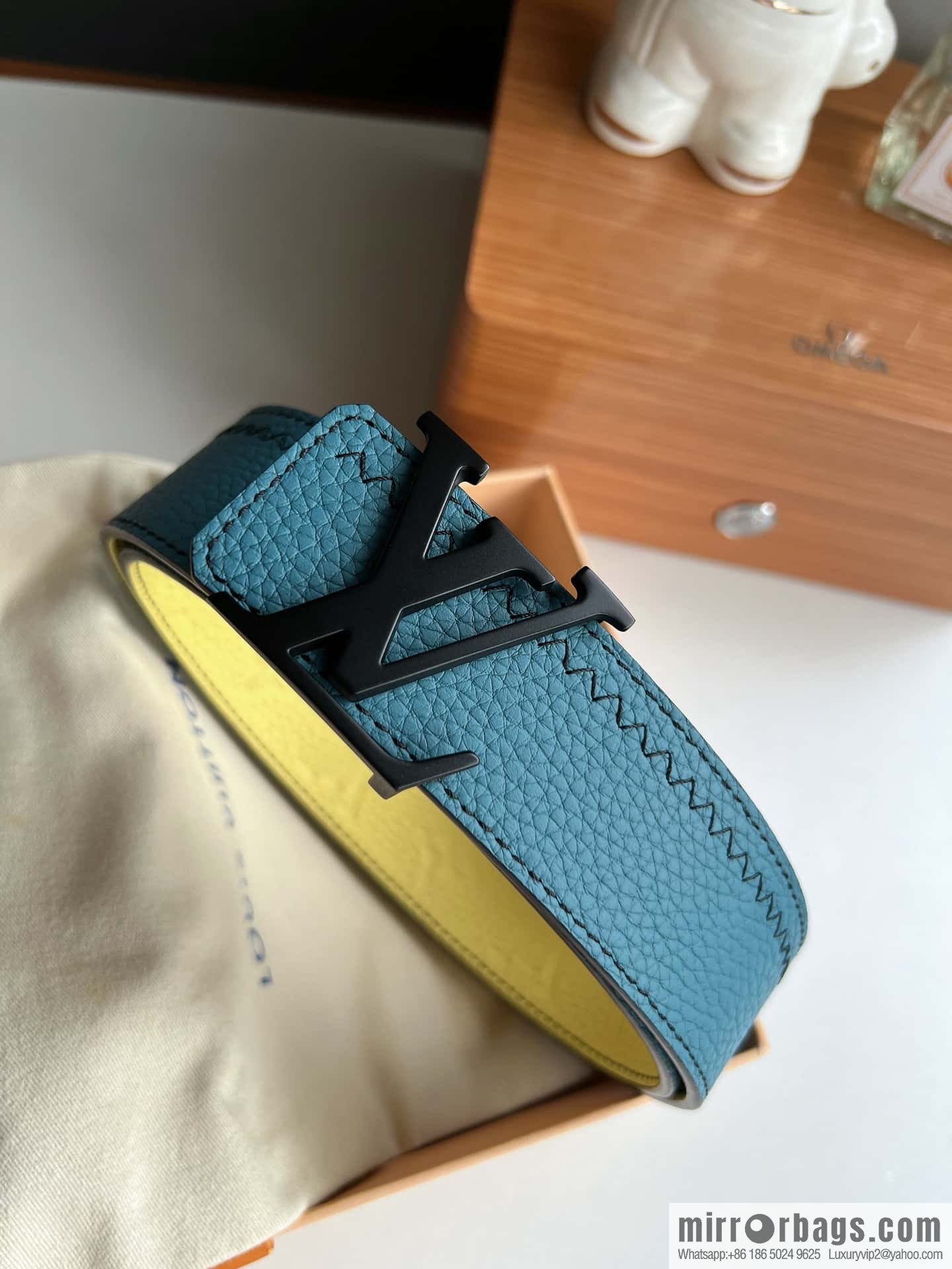 LV/Louis Vuitton Monogram lnitiales Color. Blocks Double Sided Belt 40mm