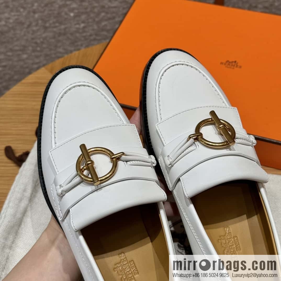 HERMES 108 lmpact loafer-loafers, white/Blanc calfskin/calfskin