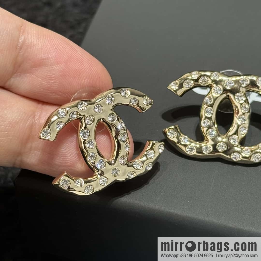 ❗️New ❗️☀️ new ☑️ chanel c1 double c full diamond stud earrings ☀️
