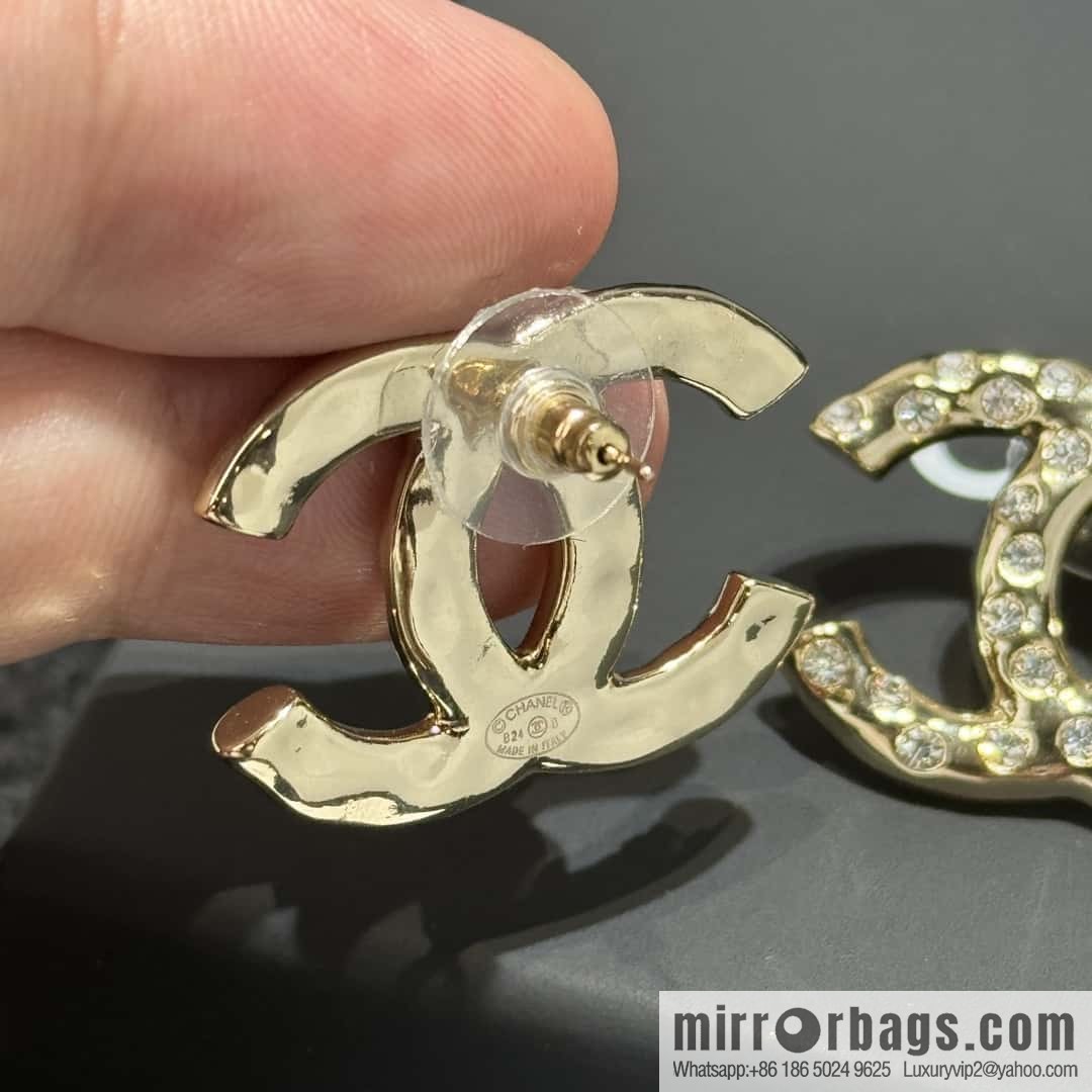 ❗️New ❗️☀️ new ☑️ chanel c1 double c full diamond stud earrings ☀️