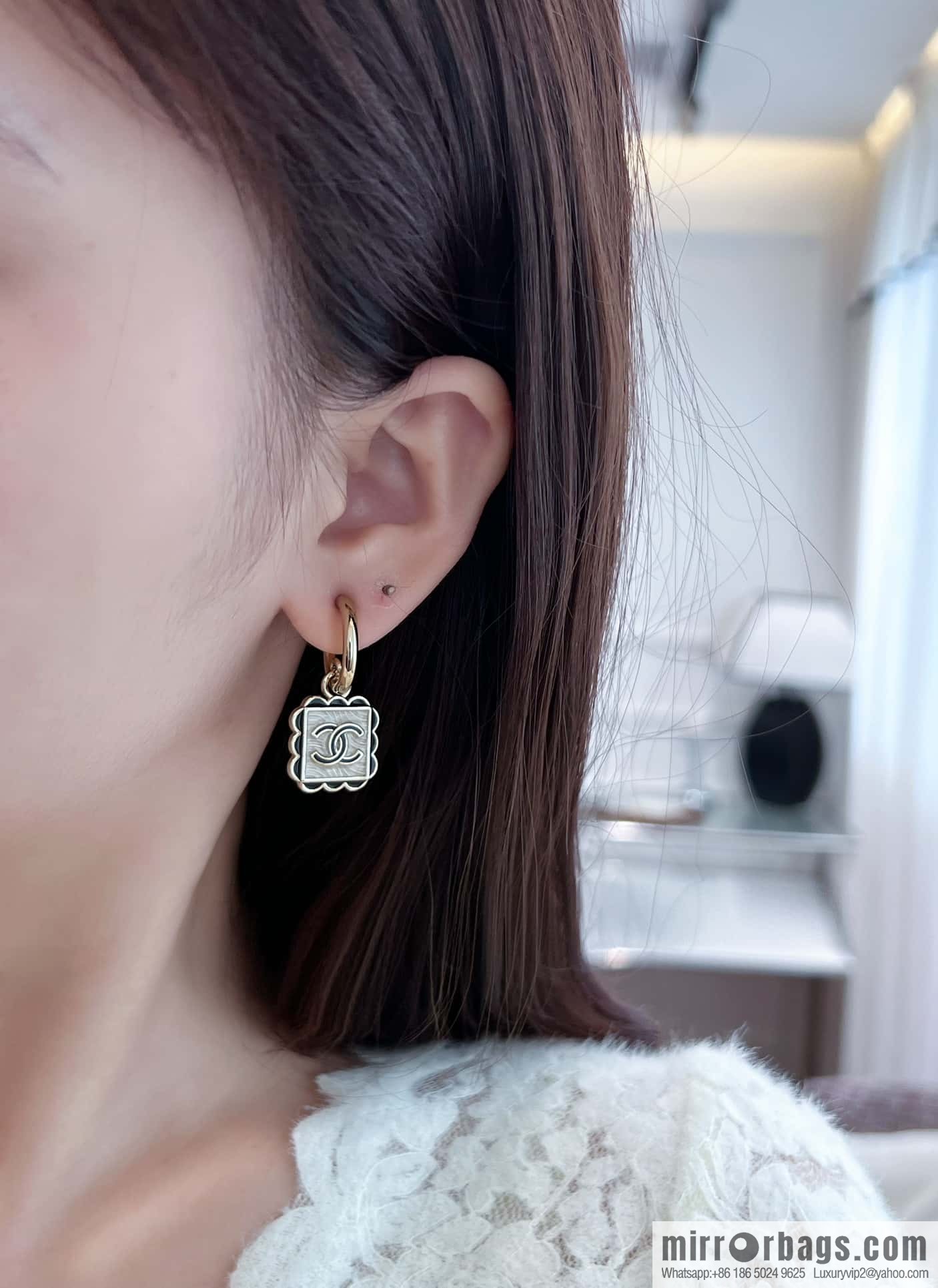 ❗️New ❗️ ☀️ new ☑️ chanel c2 double c square stud earrings ☀️