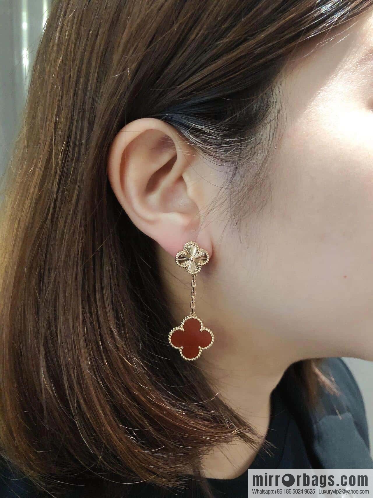 ❗️CNC version ❗️ ☀️ Van Cleef & Arpels agate laser engraved four-leaf clover earrings ☀