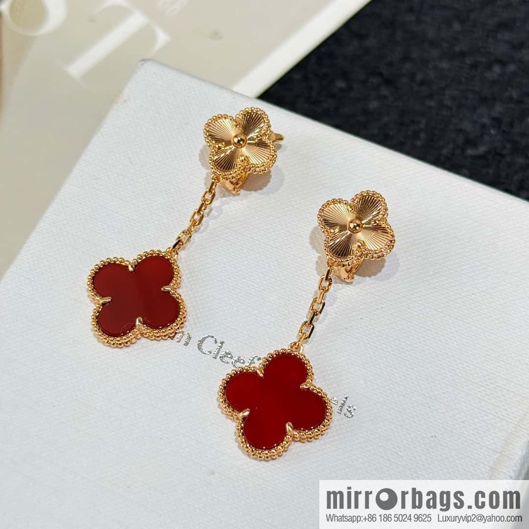 ❗️CNC version ❗️ ☀️ Van Cleef & Arpels agate laser engraved four-leaf clover earrings ☀