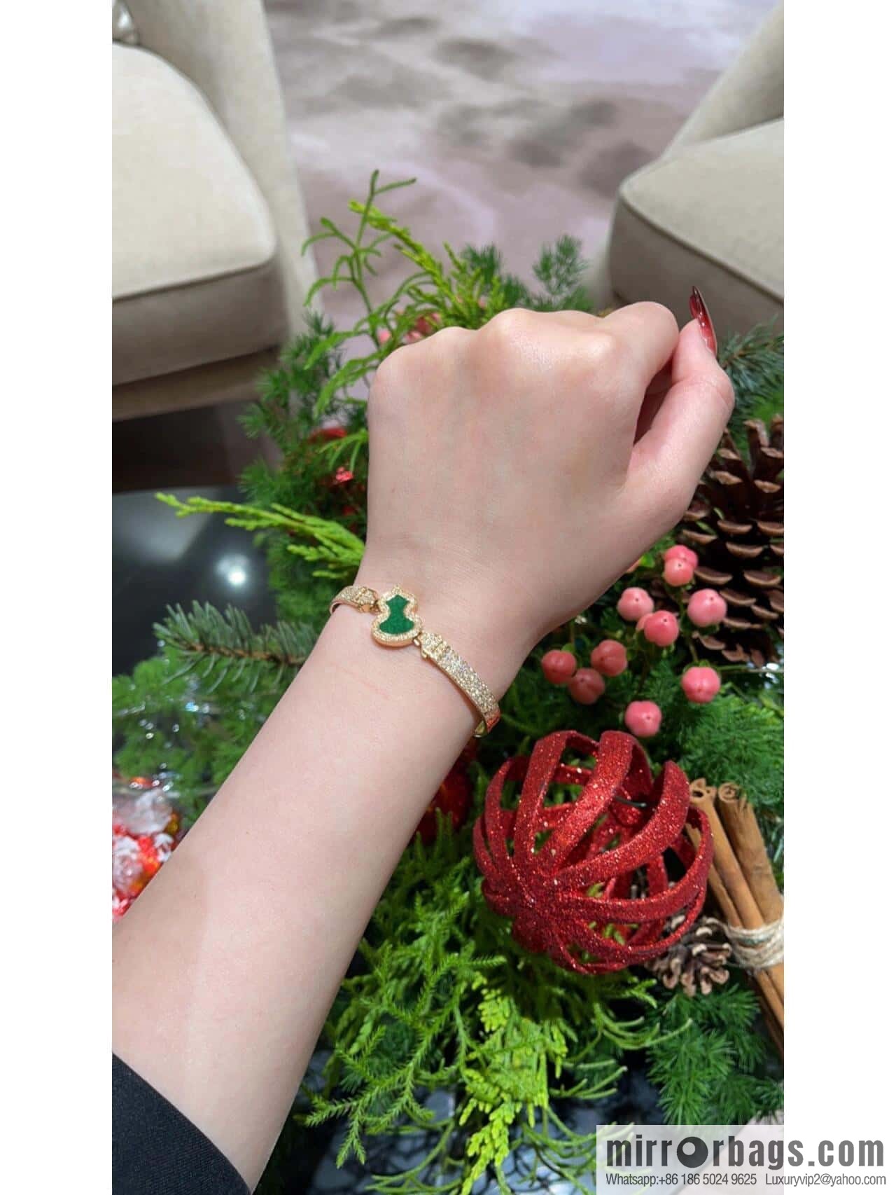 ❗️New ❗️ ☀️ Qeelin Kirin Petite Wulu agate malachite white fritillary gourd bracelet bracelet ☀️