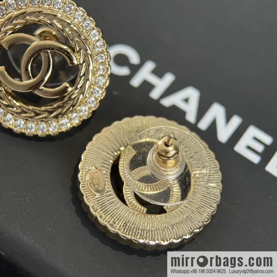 ❗️New ❗️☀️ new ☑️ chanel c1 double c round full diamond stud earrings ☀️