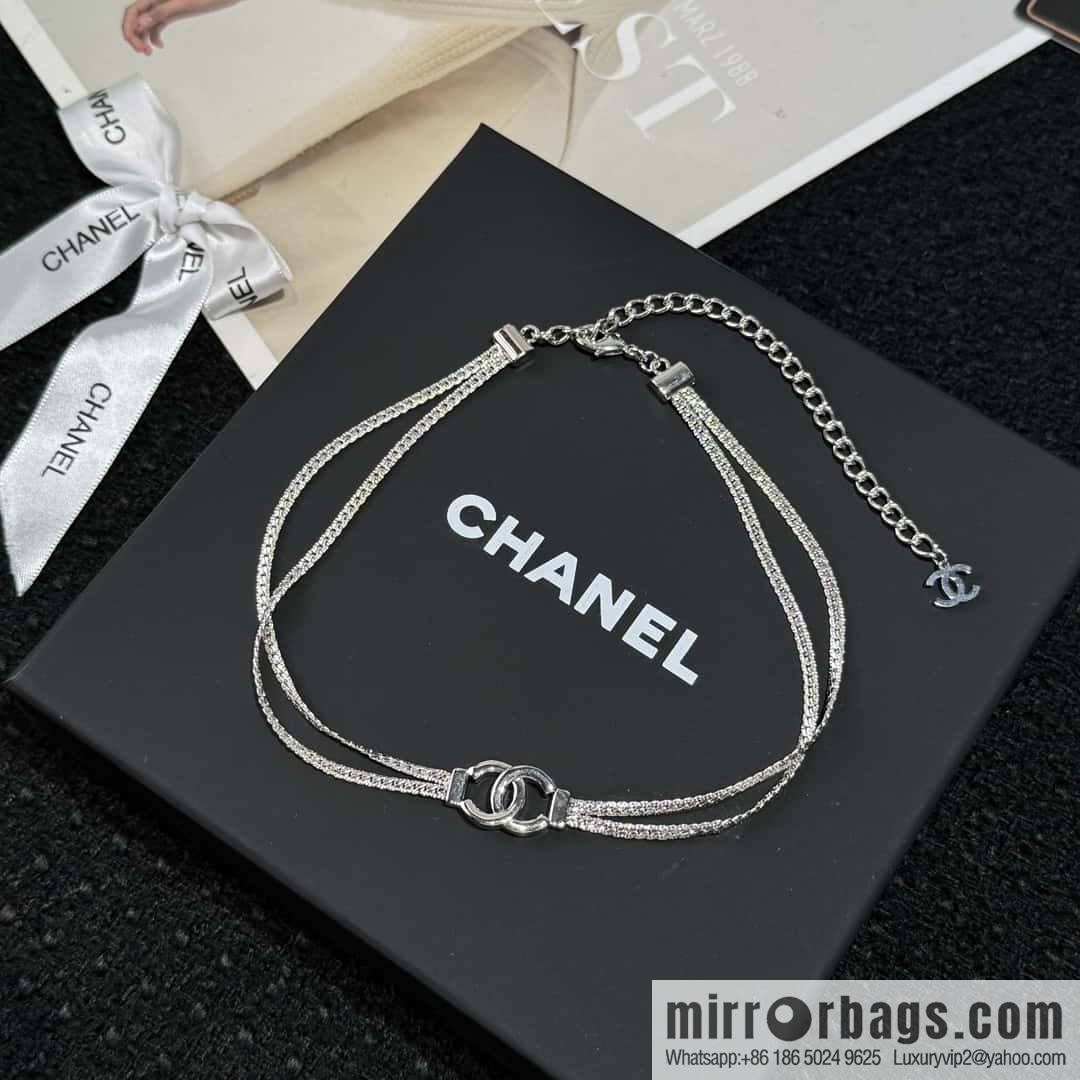 ❗️New ❗️ ☀️ New ☑️ Chanel Silver Double C Double Snake Bone Chain Necklace ☀️