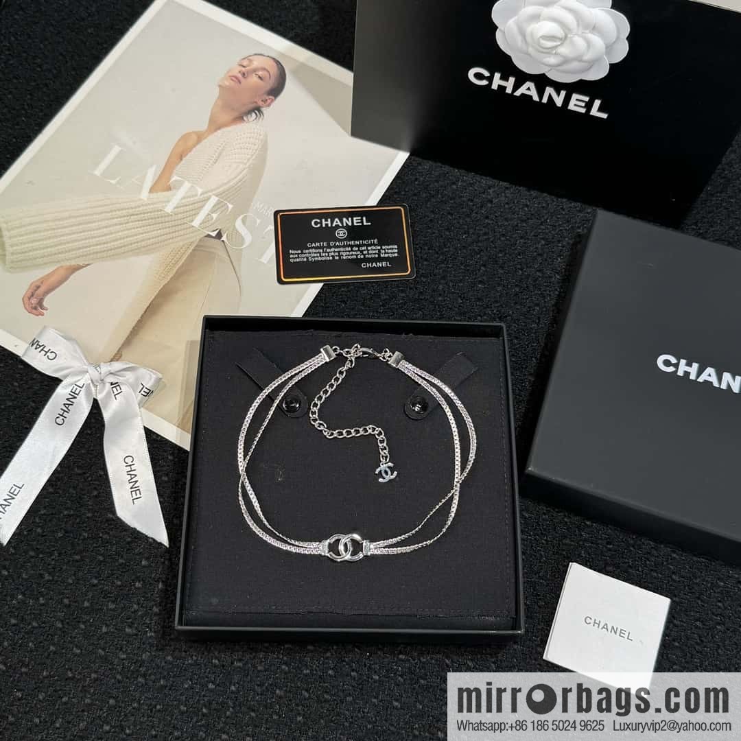 ❗️New ❗️ ☀️ New ☑️ Chanel Silver Double C Double Snake Bone Chain Necklace ☀️