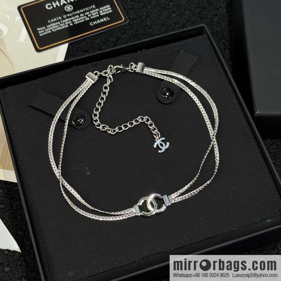 ❗️New ❗️ ☀️ New ☑️ Chanel Silver Double C Double Snake Bone Chain Necklace ☀️
