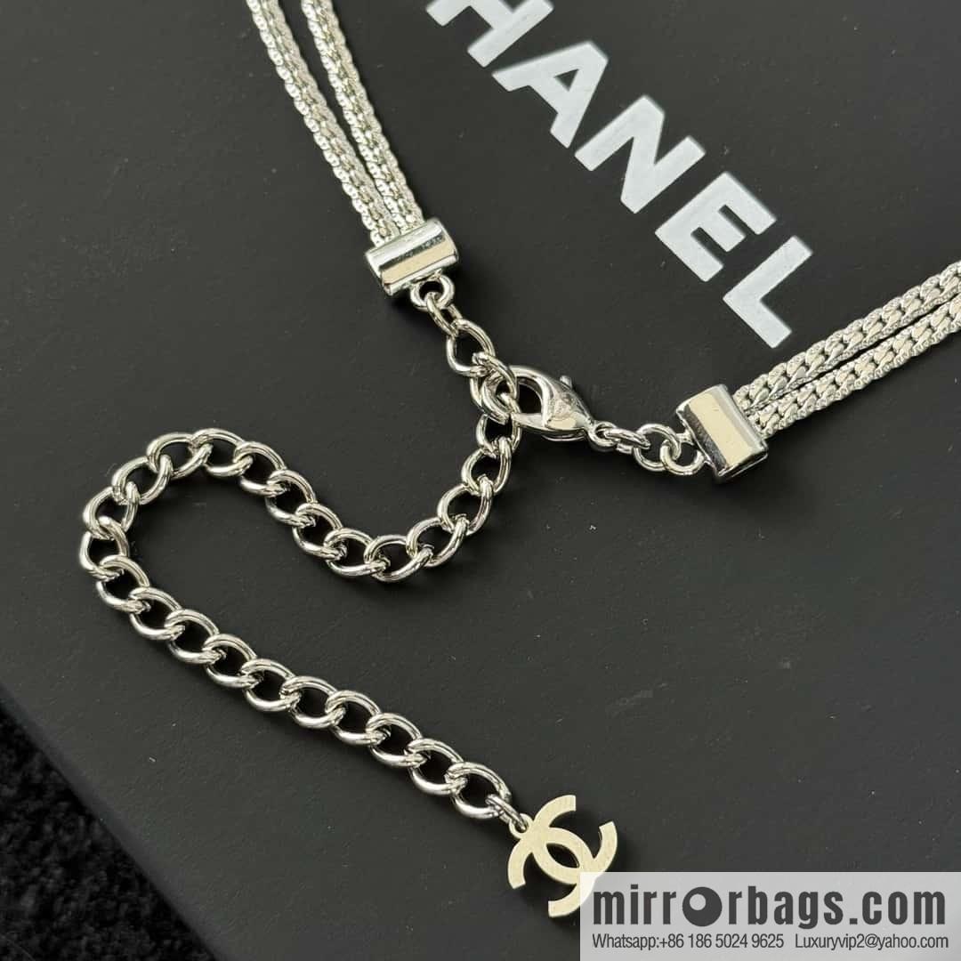 ❗️New ❗️ ☀️ New ☑️ Chanel Silver Double C Double Snake Bone Chain Necklace ☀️