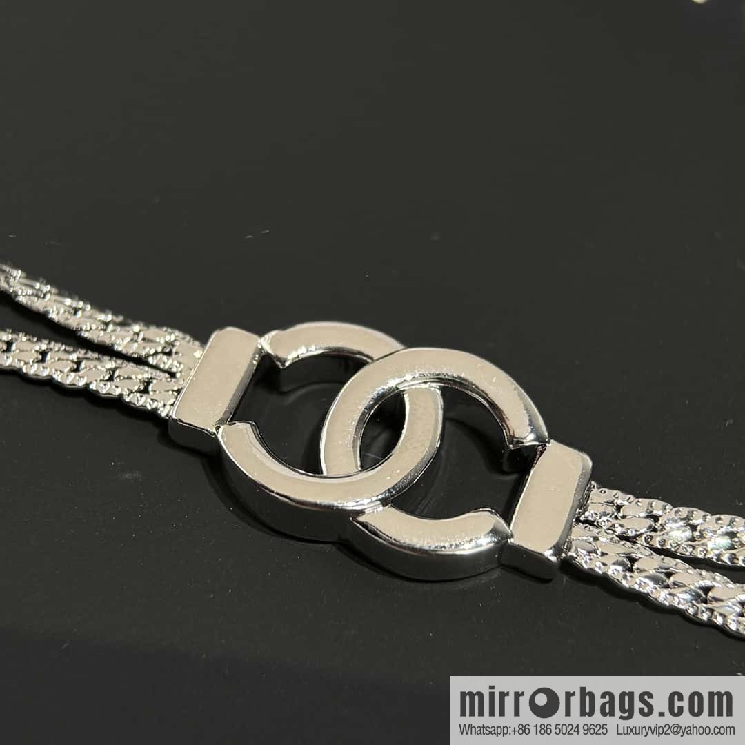 ❗️New ❗️ ☀️ New ☑️ Chanel Silver Double C Double Snake Bone Chain Necklace ☀️