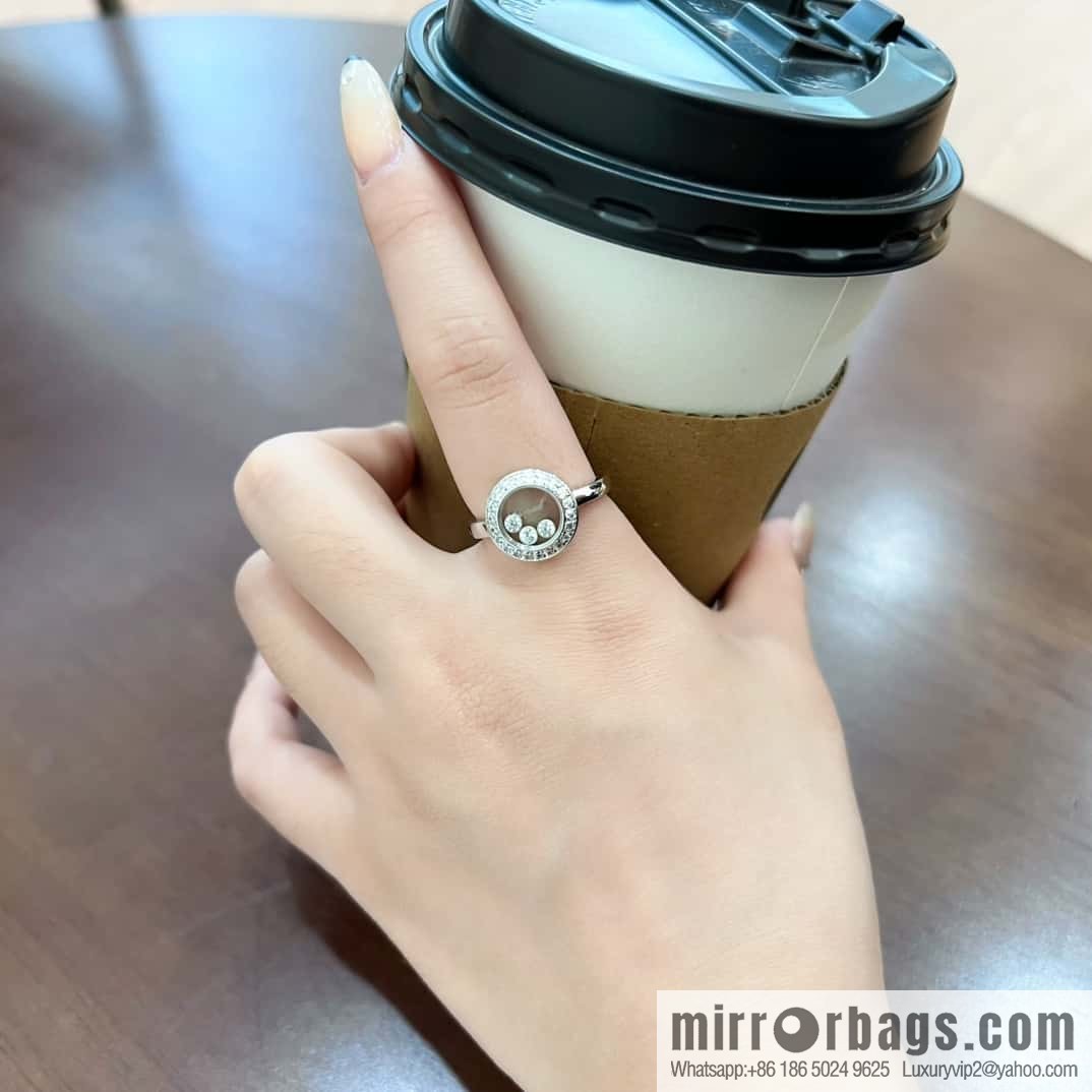 ❗️New ❗️ Chopard HAPPY DIAMONDS full diamond round three diamond ring