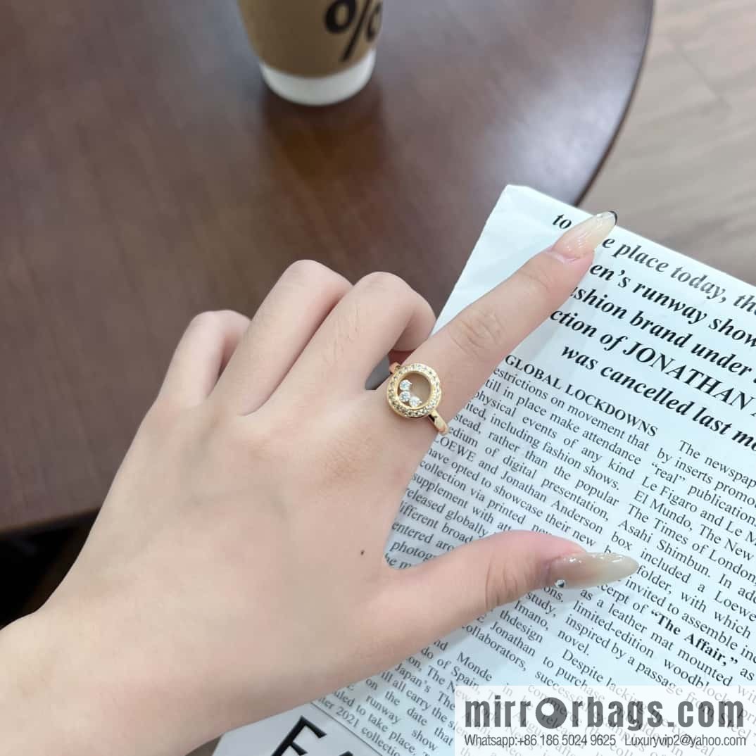 ❗️New ❗️ Chopard HAPPY DIAMONDS full diamond round three diamond ring