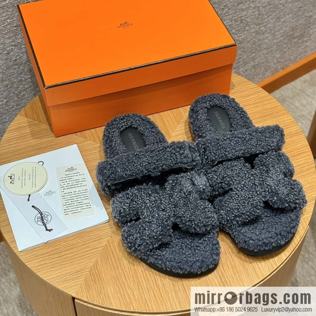 HERMES 180 Chypre men's lamb wool, dark blue/dark blue woolskin