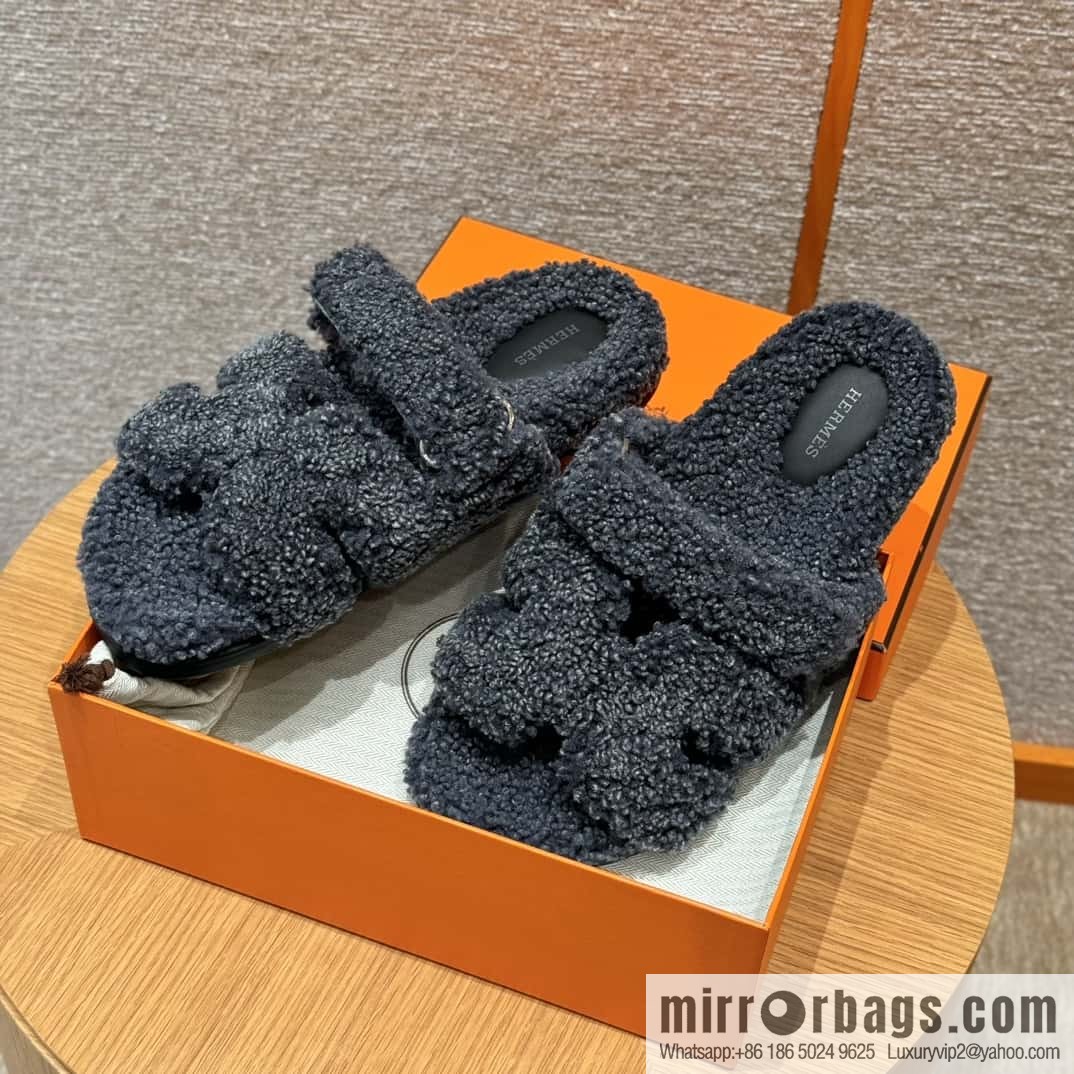HERMES 180 Chypre men's lamb wool, dark blue/dark blue woolskin