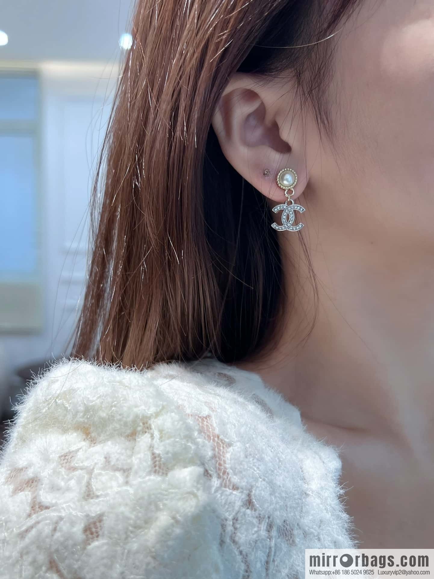❗️New ❗️☀️ new ☑️ chanel c1 double c pearl stud earrings ☀️