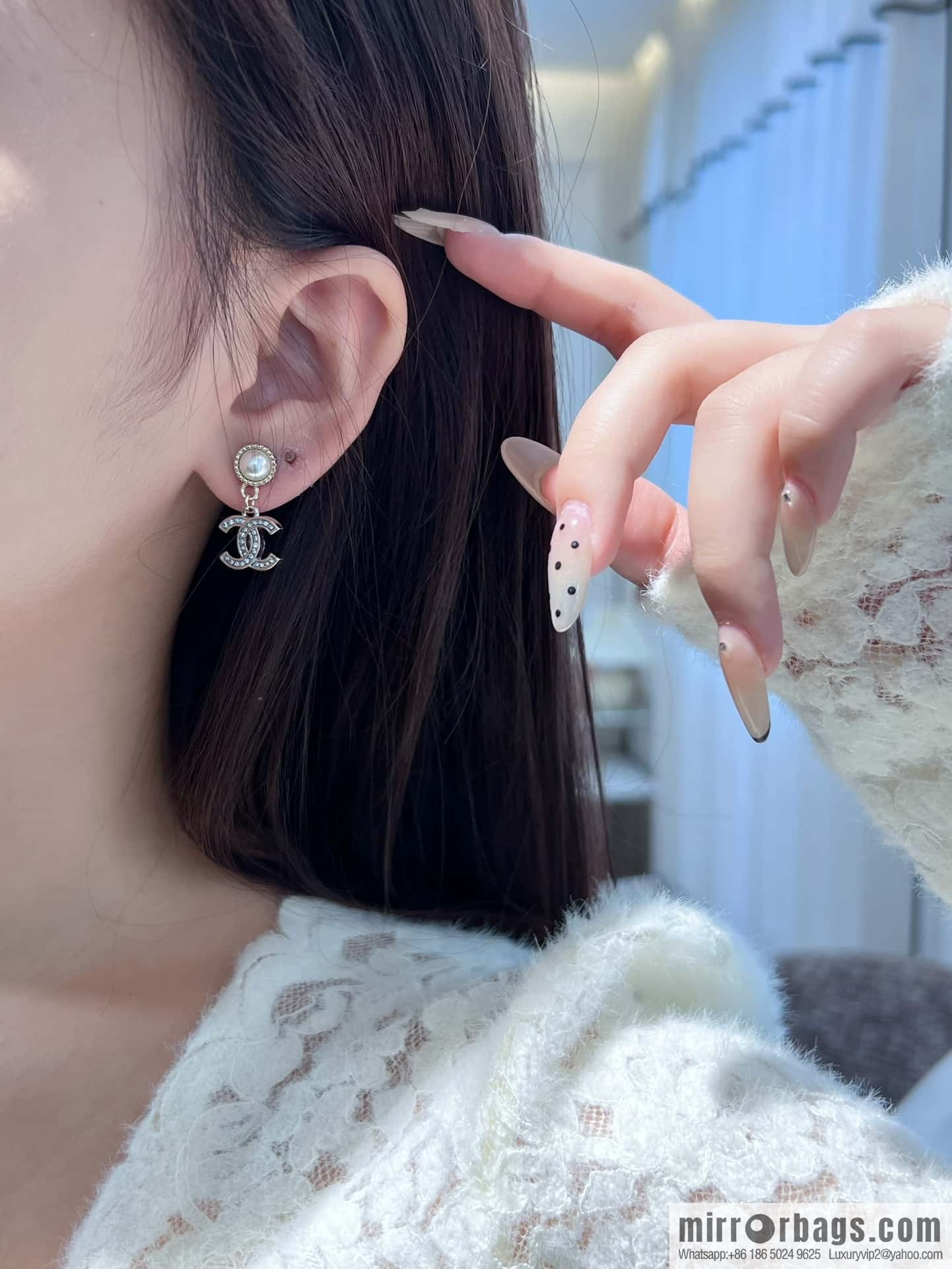 ❗️New ❗️☀️ new ☑️ chanel c1 double c pearl stud earrings ☀️