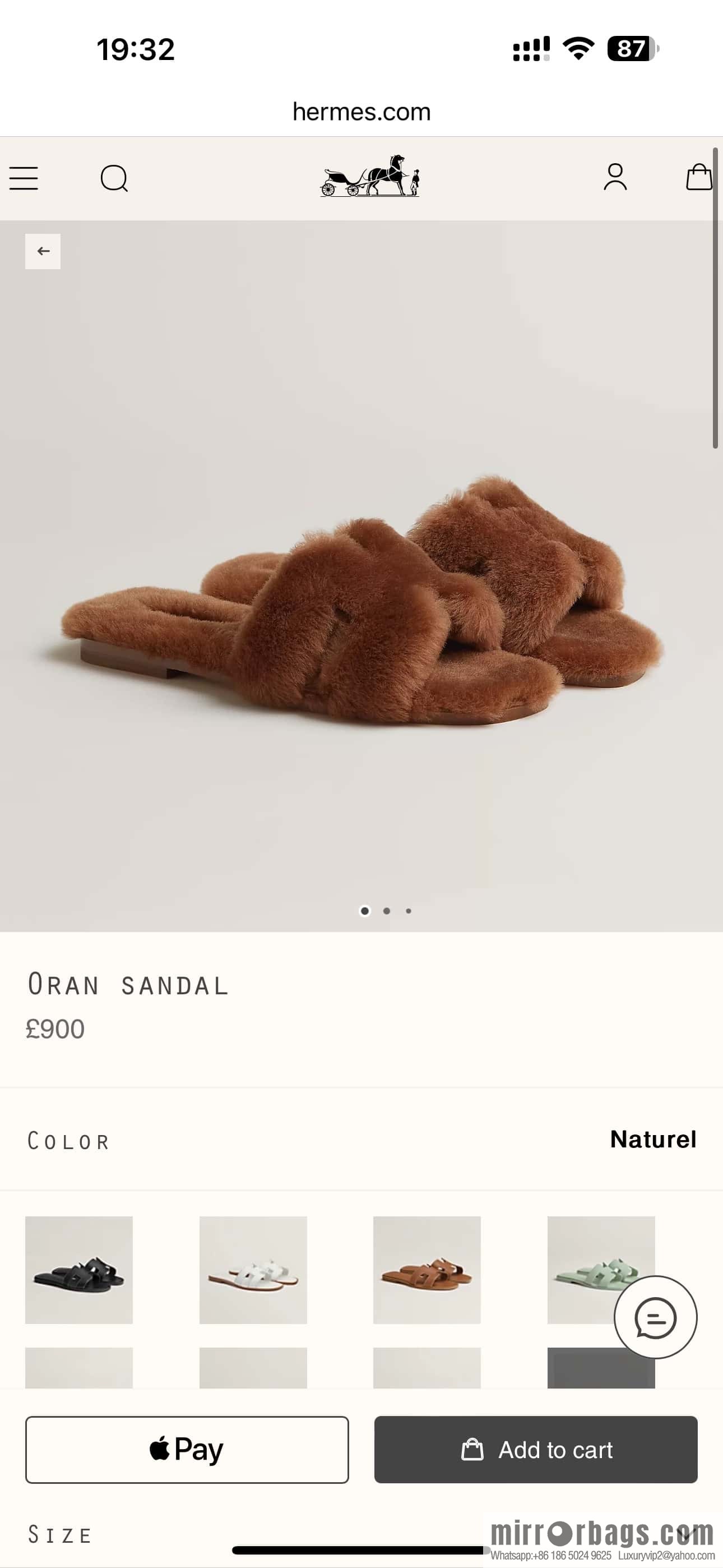 HERMES 181 Oran sandals, natural/Naturel/woolskin