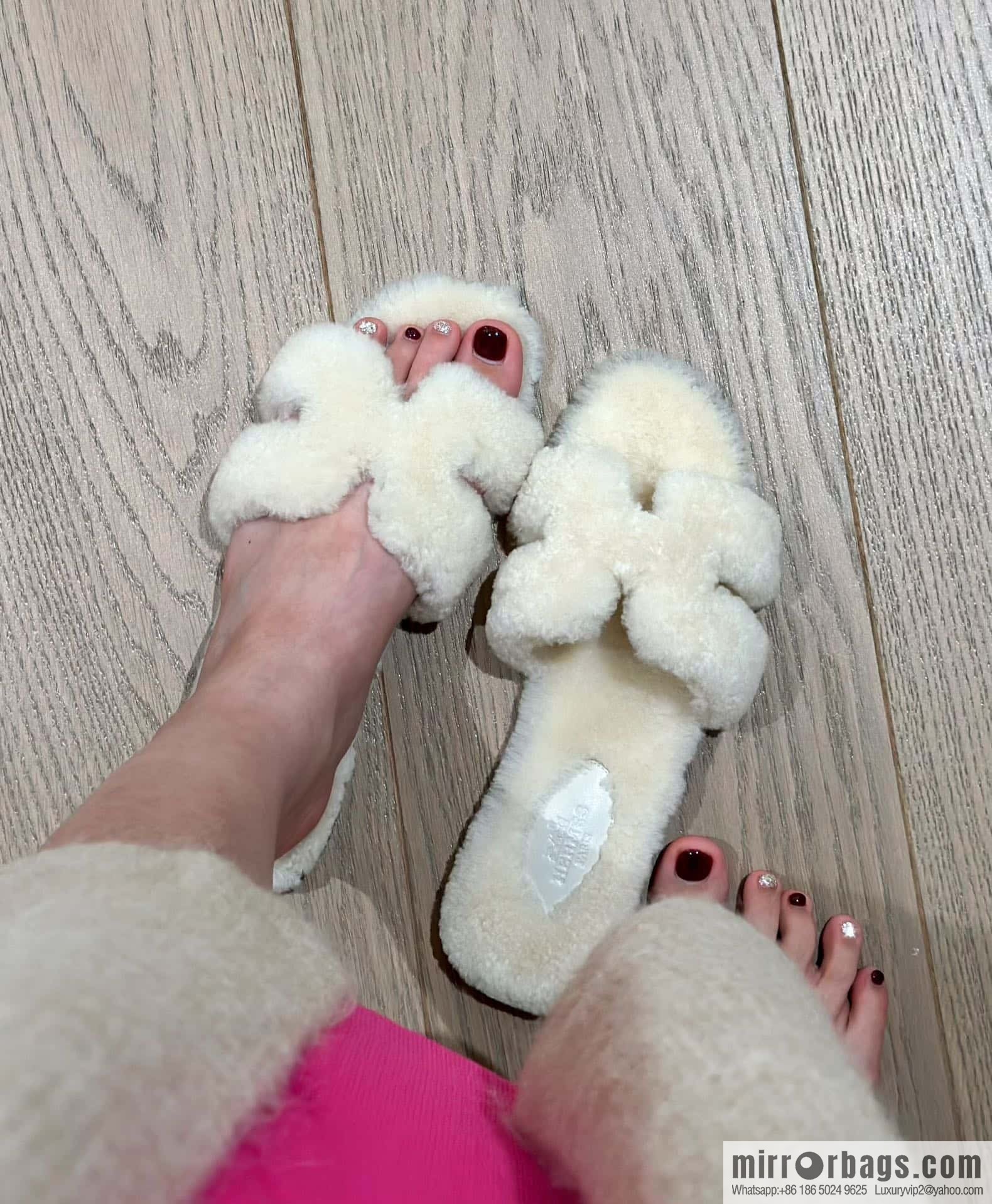 HERMES 181 Oran sandals, milkshake white/Craie wool/woolskin