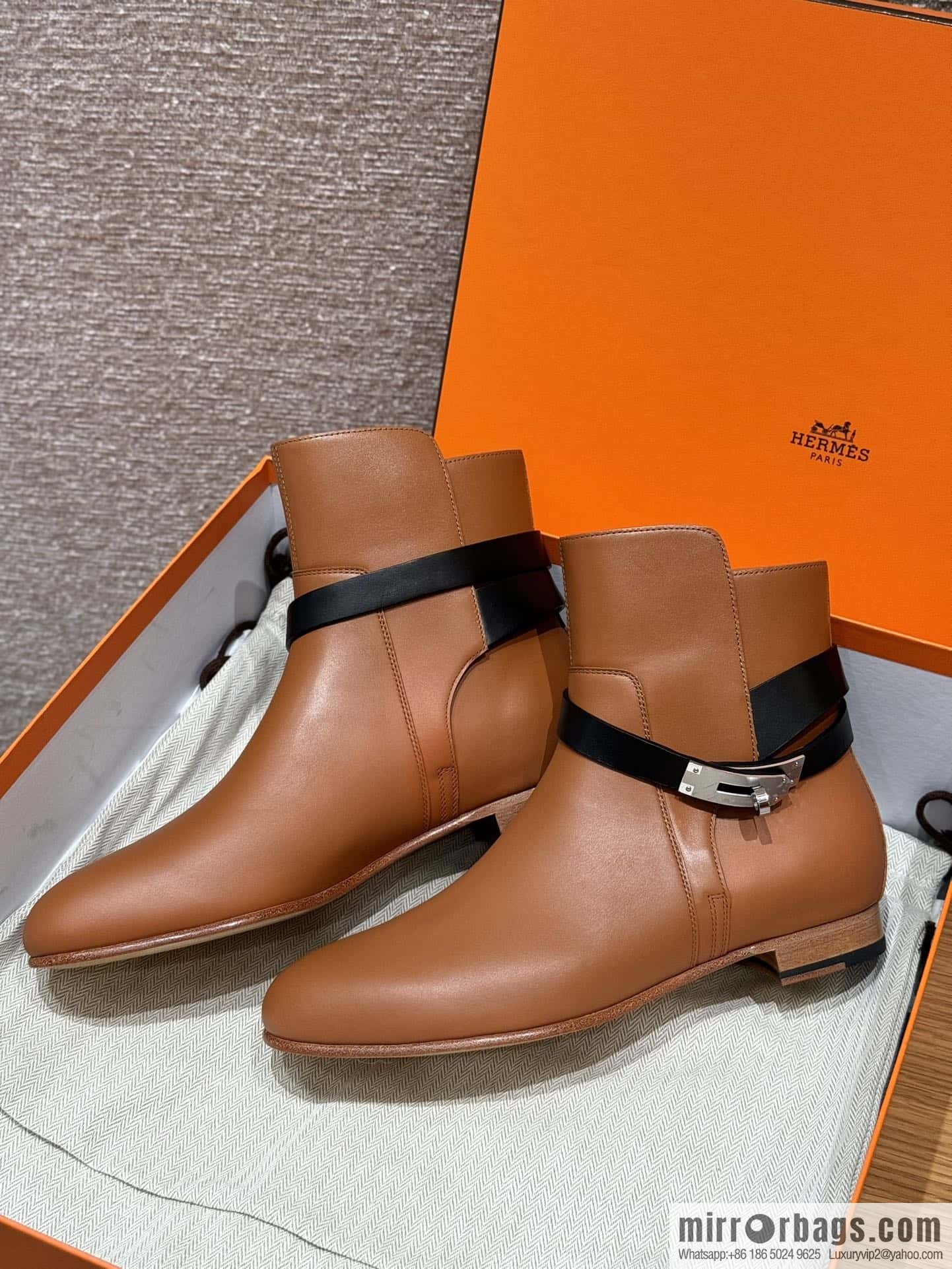 HERMES 193 Neo & Bare Boots, Gold Brown/37/Gold/Black/89/Noir Calfskin/Calfskin