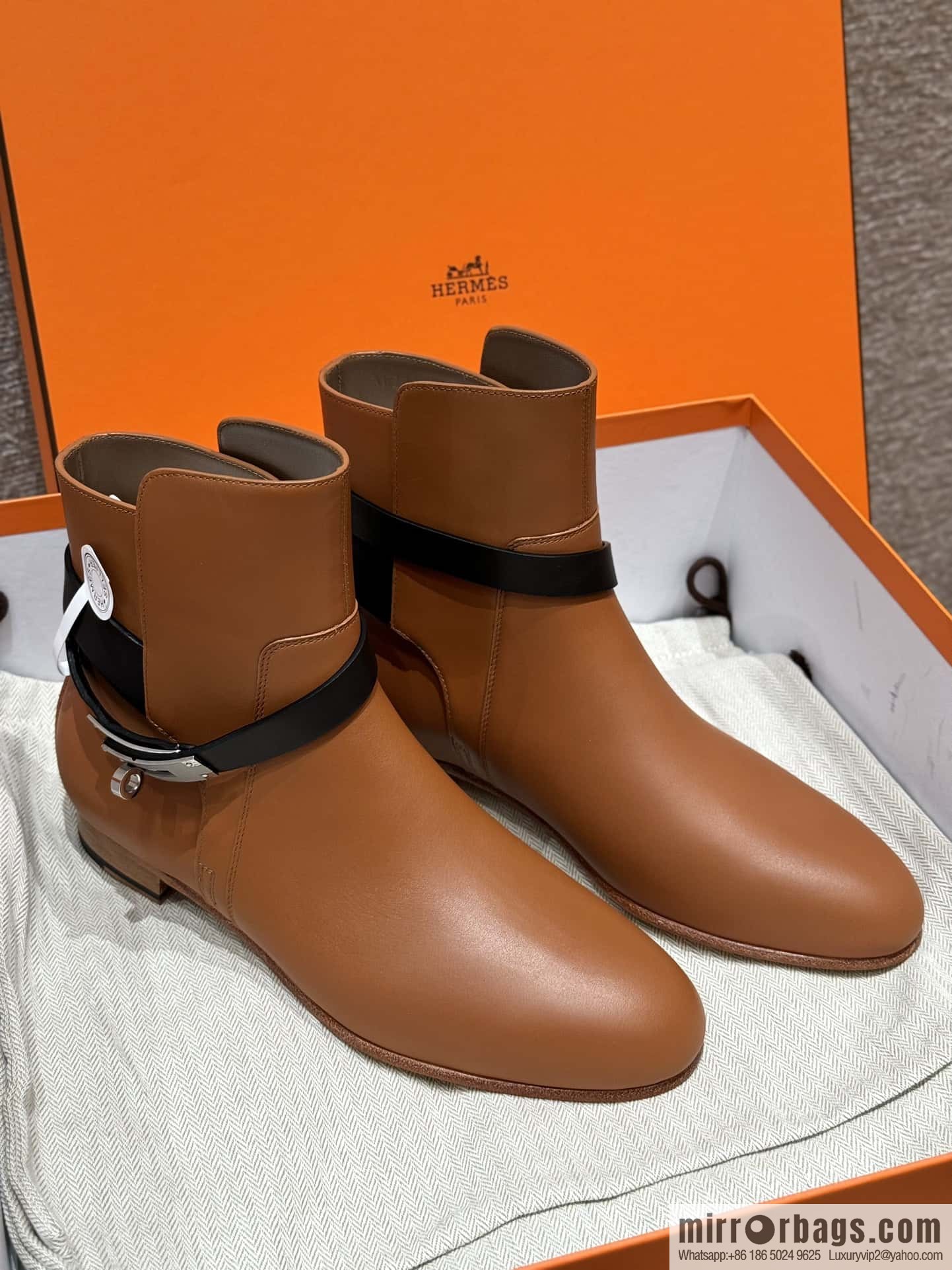 HERMES 193 Neo & Bare Boots, Gold Brown/37/Gold/Black/89/Noir Calfskin/Calfskin
