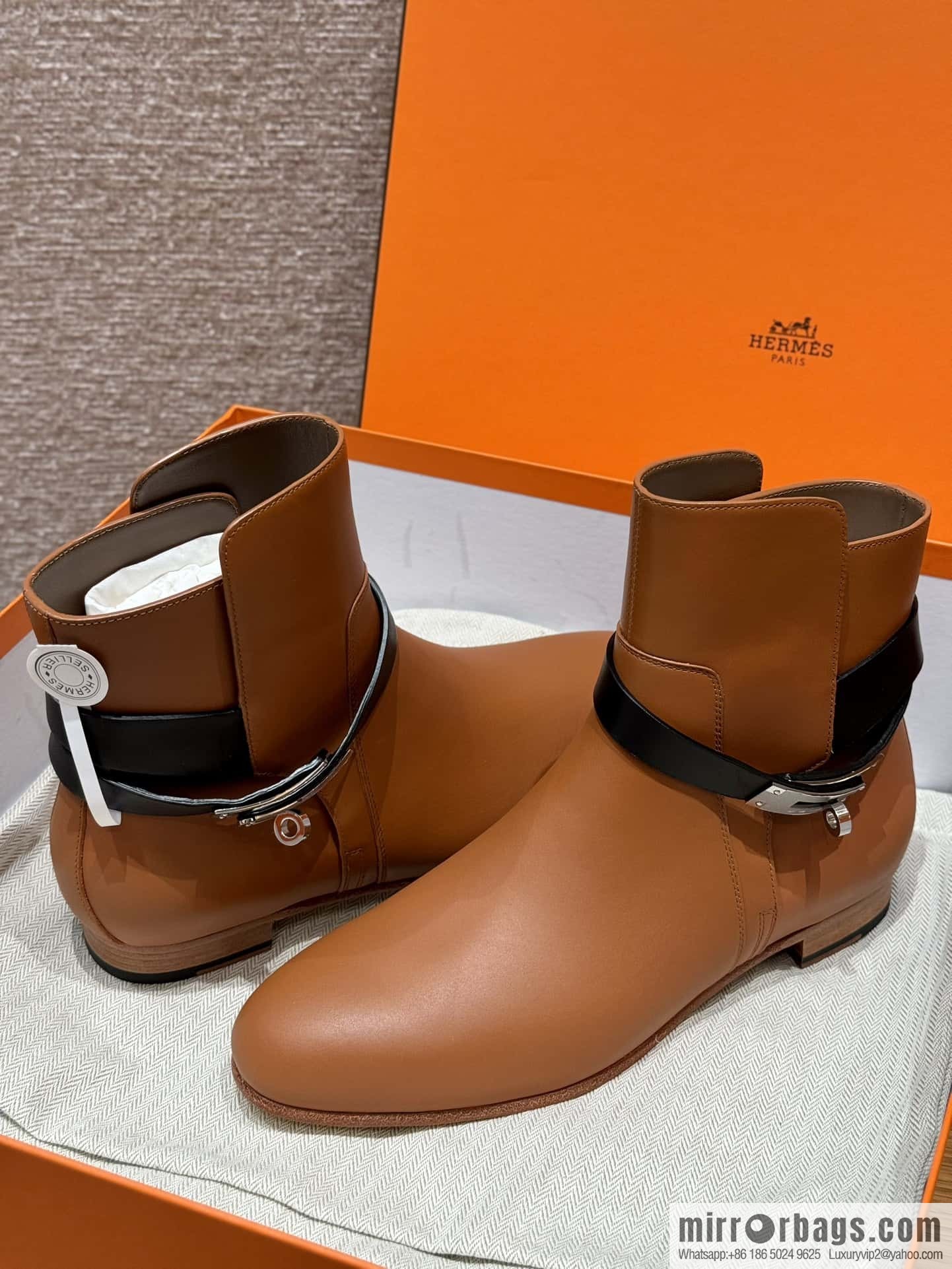 HERMES 193 Neo & Bare Boots, Gold Brown/37/Gold/Black/89/Noir Calfskin/Calfskin