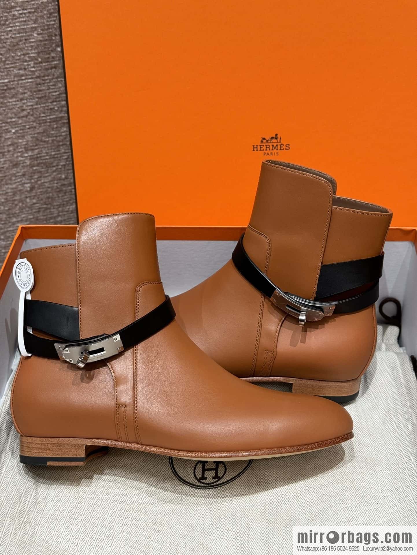 HERMES 193 Neo & Bare Boots, Gold Brown/37/Gold/Black/89/Noir Calfskin/Calfskin