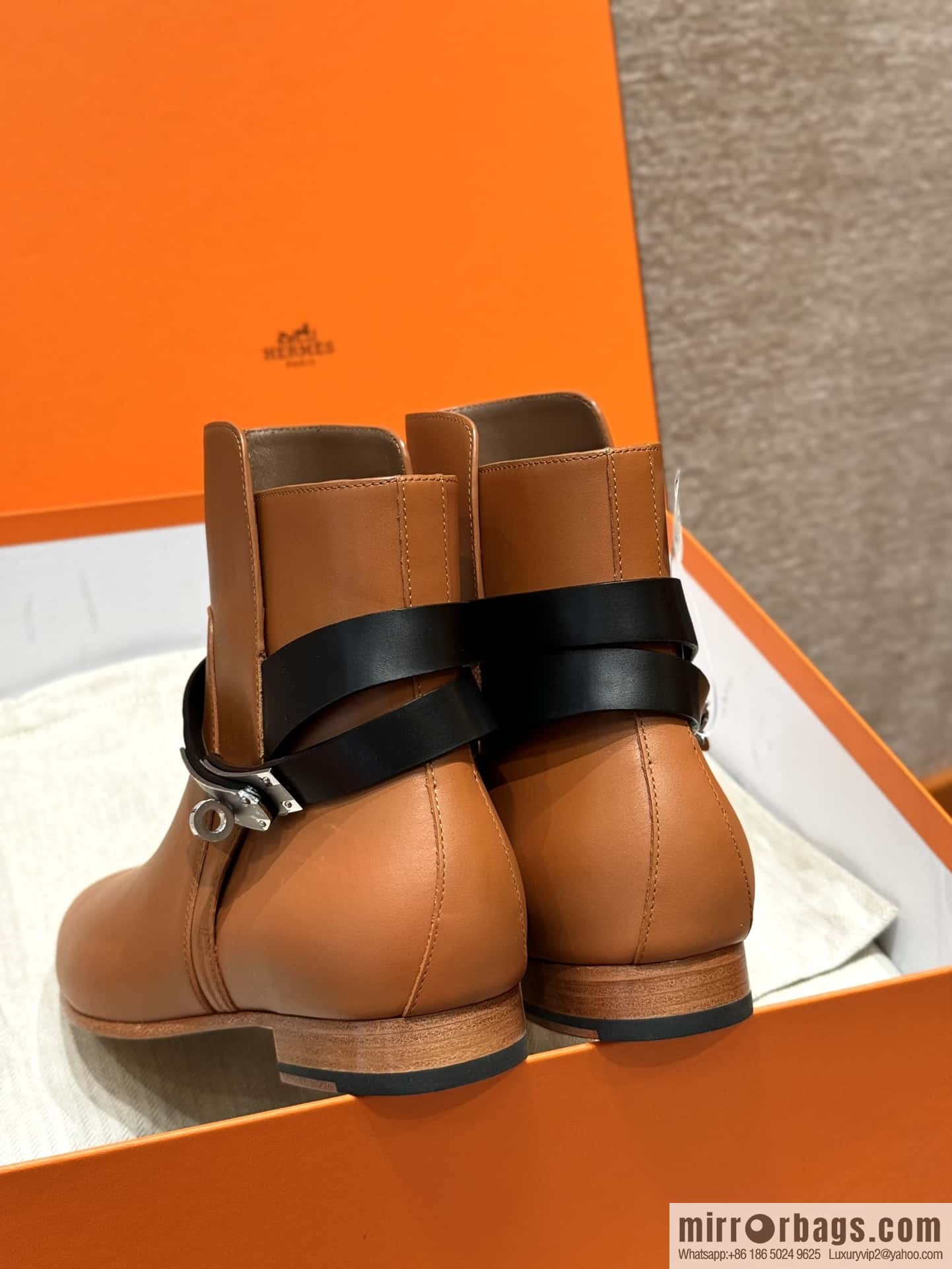 HERMES 193 Neo & Bare Boots, Gold Brown/37/Gold/Black/89/Noir Calfskin/Calfskin