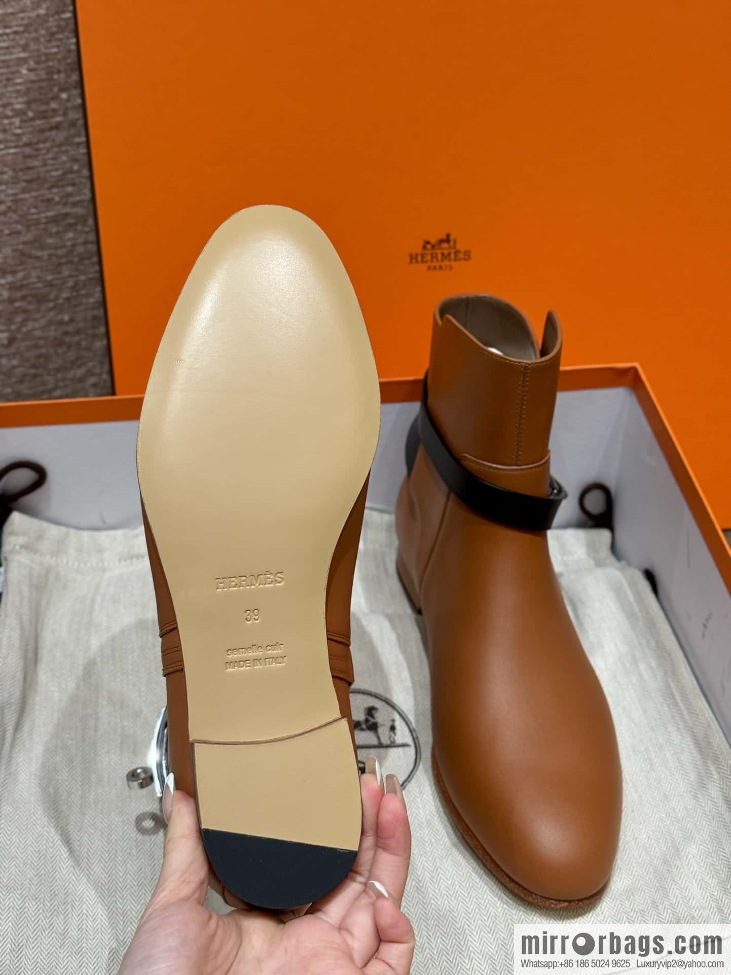 HERMES 193 Neo & Bare Boots, Gold Brown/37/Gold/Black/89/Noir Calfskin/Calfskin
