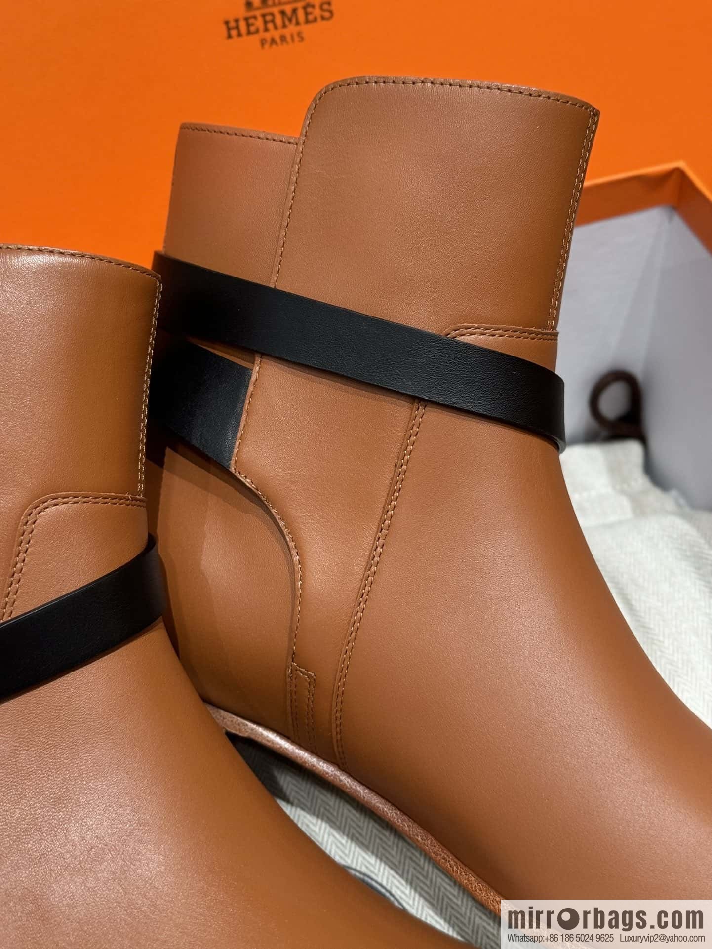 HERMES 193 Neo & Bare Boots, Gold Brown/37/Gold/Black/89/Noir Calfskin/Calfskin