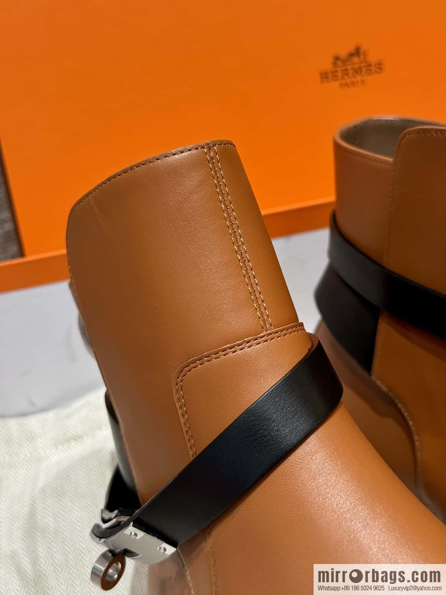 HERMES 193 Neo & Bare Boots, Gold Brown/37/Gold/Black/89/Noir Calfskin/Calfskin