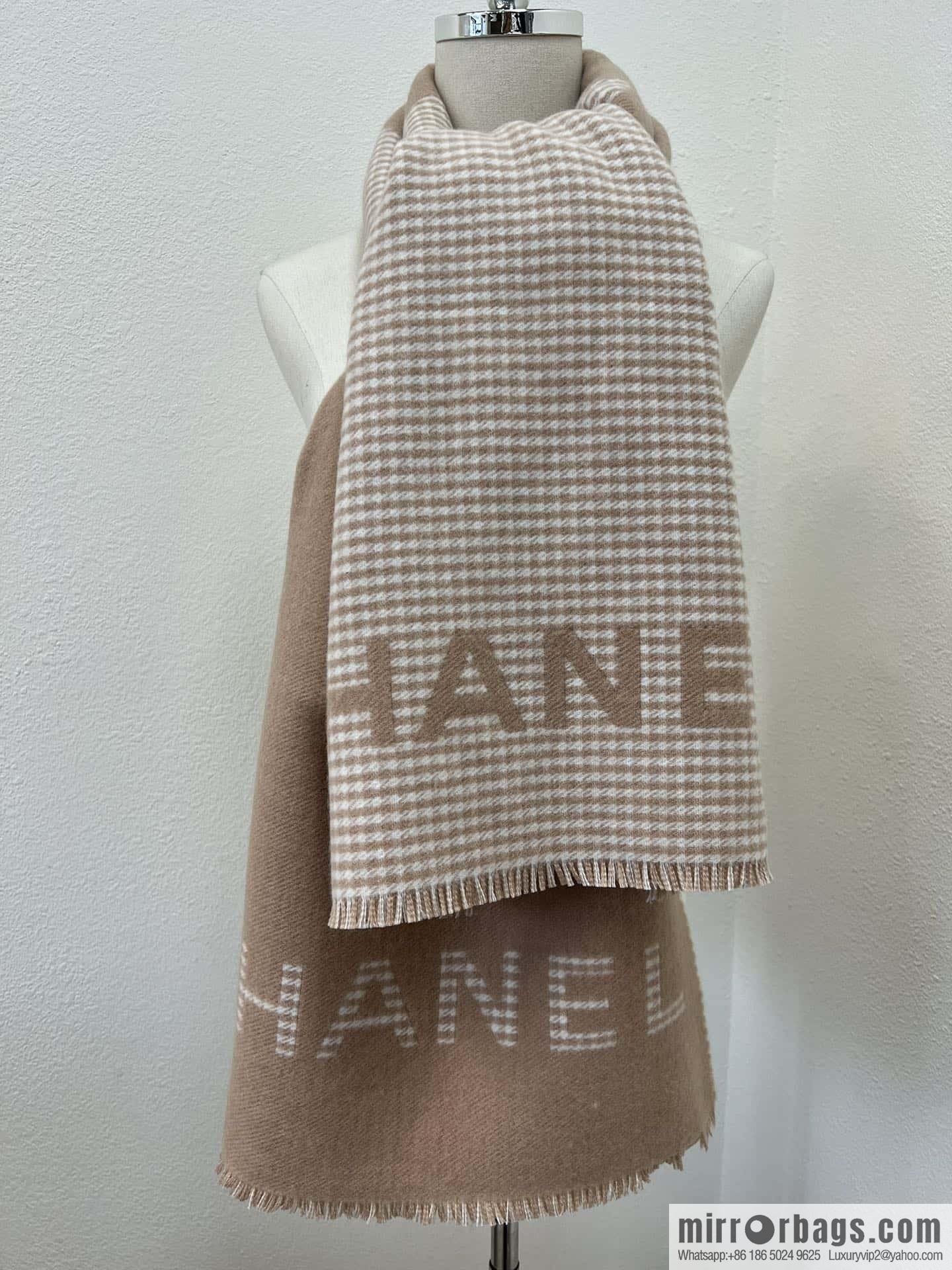 ππππππο½πππ thousand bird grid color matching double-sided cashmere scarf βͺοΈ milk tea color