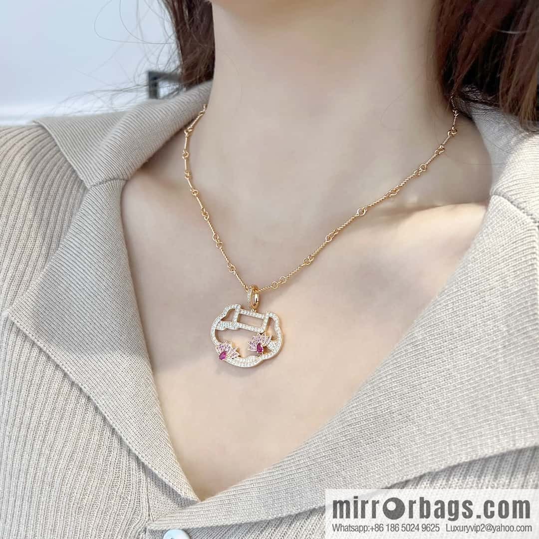 ❗️New ❗️ ☀️ Original ☀️ Qeelin Kirin Yu Yi Flower Moon Ruyi Lotus Necklace ☀️