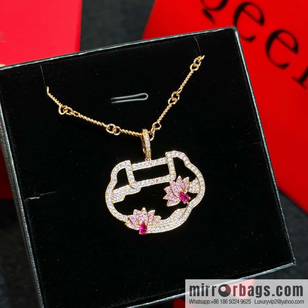 ❗️New ❗️ ☀️ Original ☀️ Qeelin Kirin Yu Yi Flower Moon Ruyi Lotus Necklace ☀️