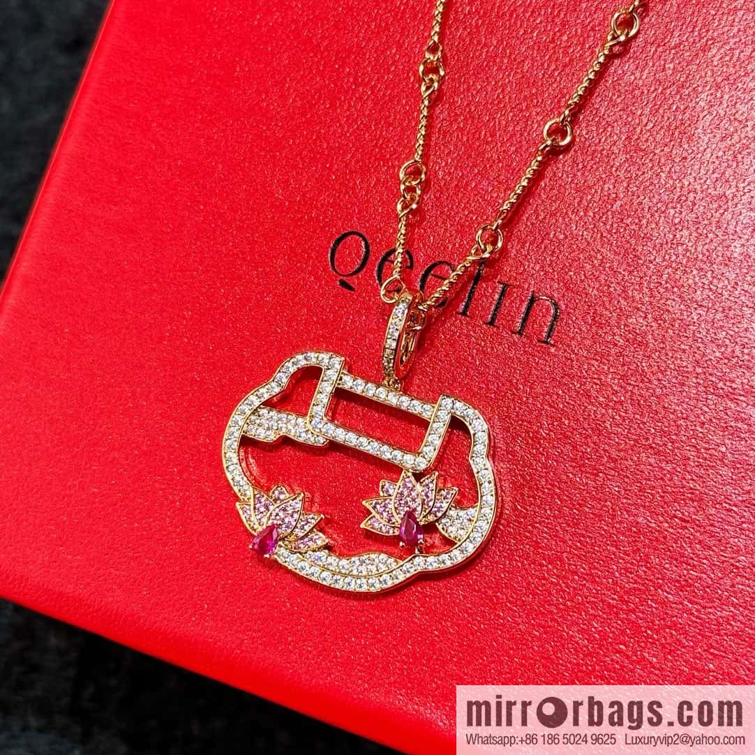 ❗️New ❗️ ☀️ Original ☀️ Qeelin Kirin Yu Yi Flower Moon Ruyi Lotus Necklace ☀️