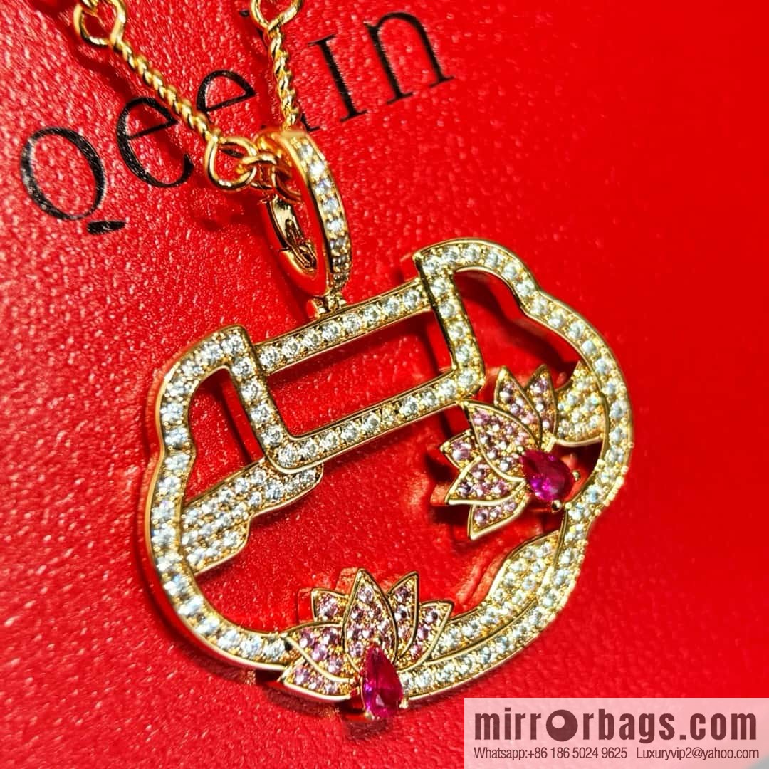 ❗️New ❗️ ☀️ Original ☀️ Qeelin Kirin Yu Yi Flower Moon Ruyi Lotus Necklace ☀️