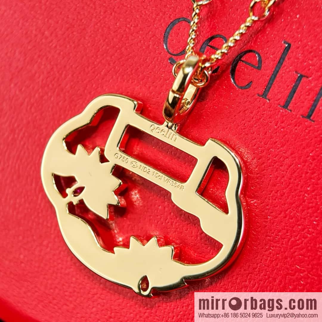 ❗️New ❗️ ☀️ Original ☀️ Qeelin Kirin Yu Yi Flower Moon Ruyi Lotus Necklace ☀️