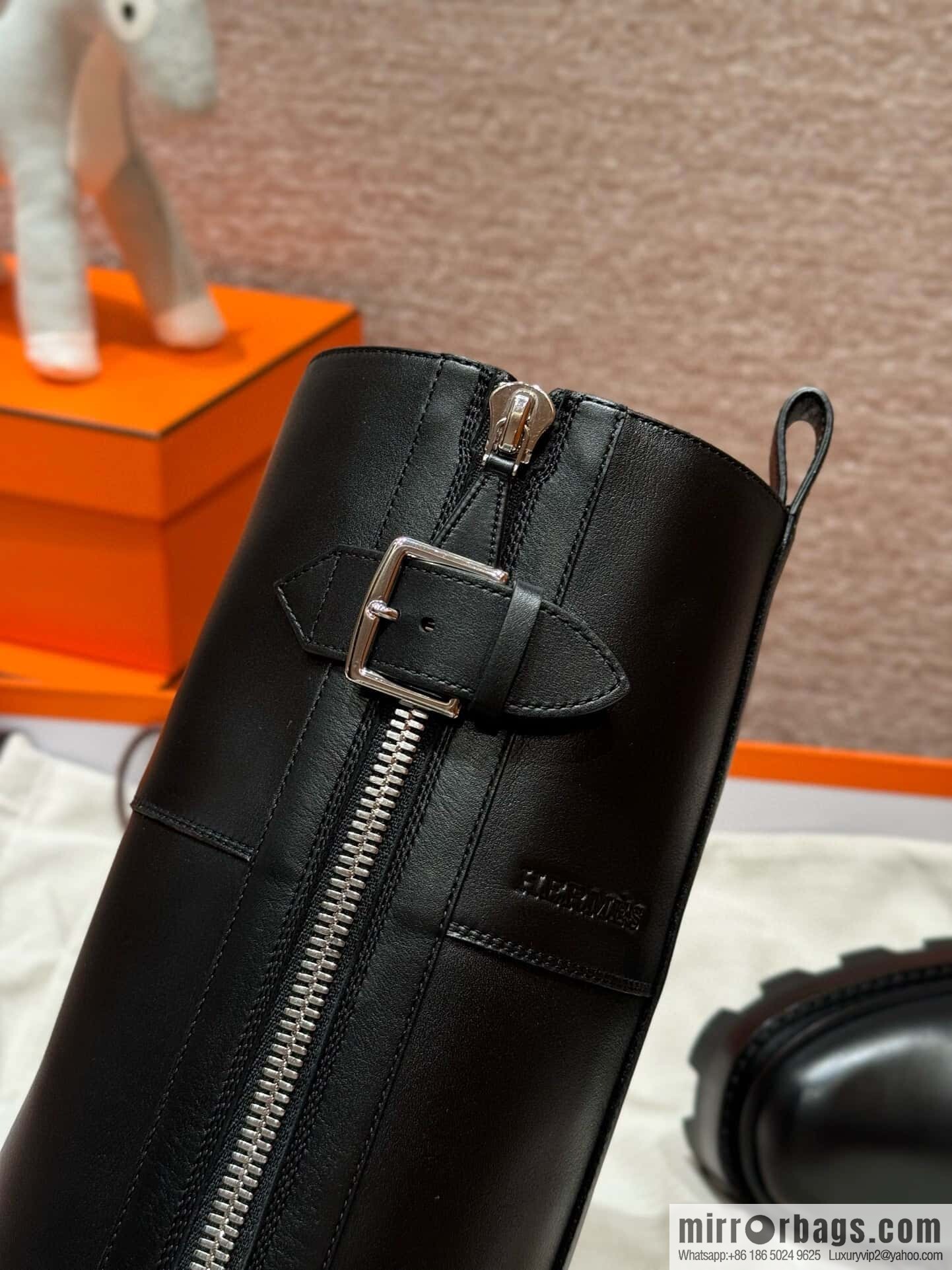 HERMES 218 Jaime Boots, black/Noir calfskin/calfskin