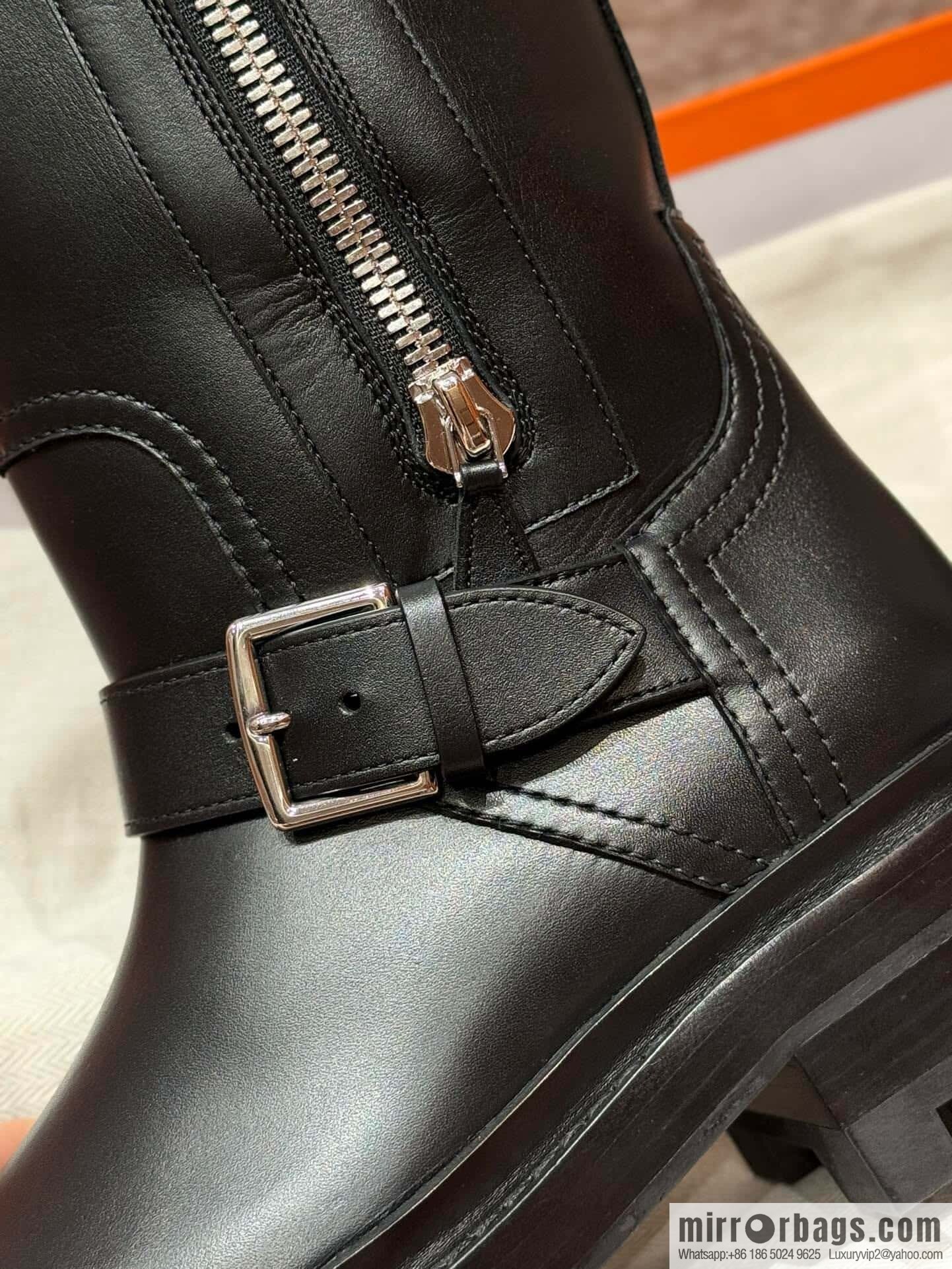 HERMES 218 Jaime Boots, black/Noir calfskin/calfskin