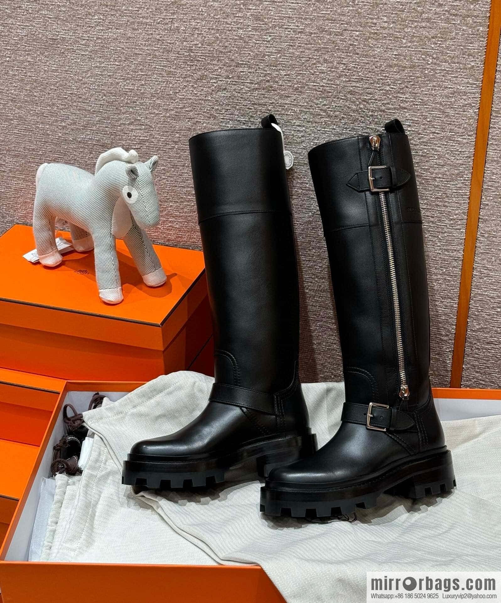 HERMES 218 Jaime Boots, black/Noir calfskin/calfskin